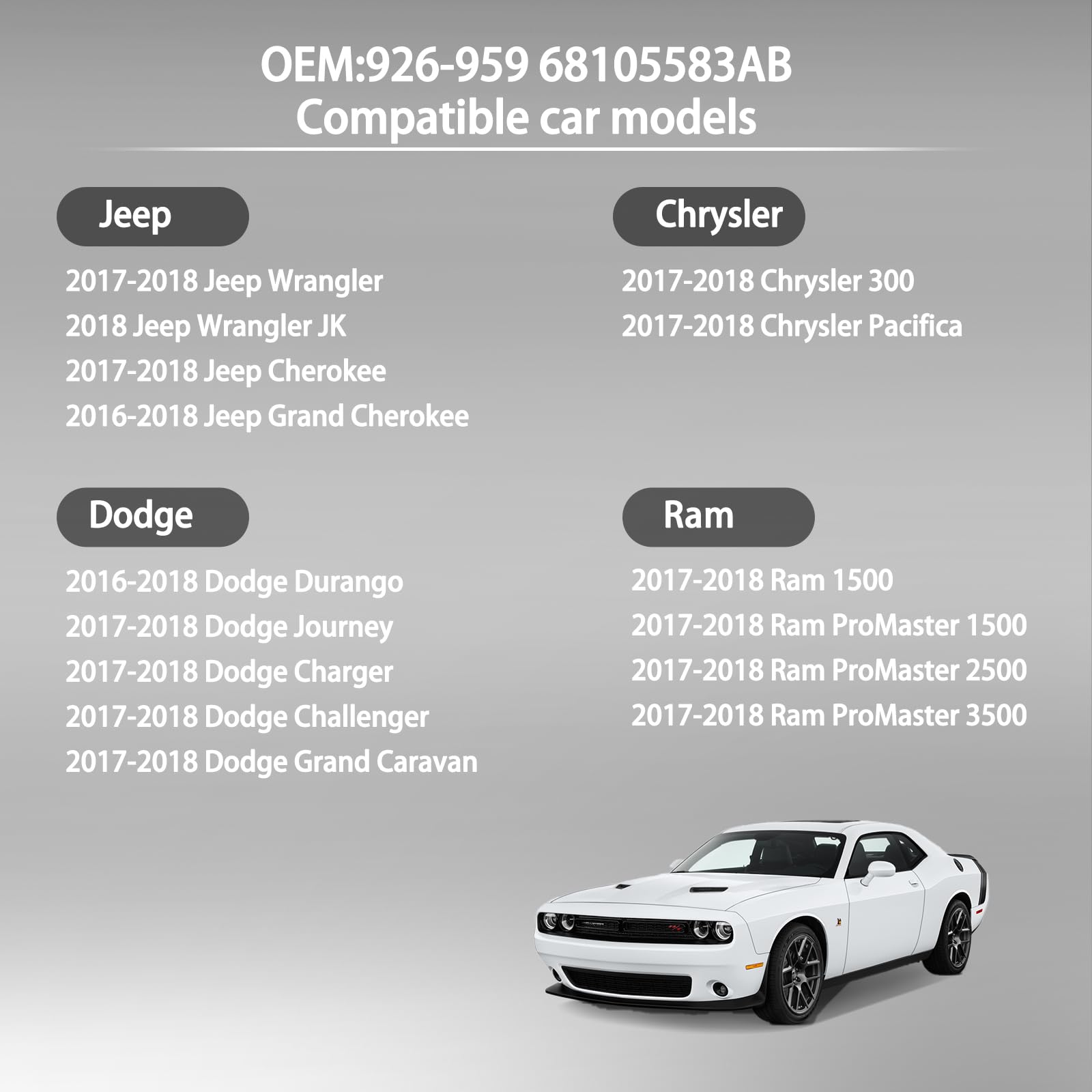 926-959 Aluminum Engine Oil Cooler For Jeep Cherokee Wrangler Jk, Chrysler 300 Pacifica, Dodge Durango Journey Charger Challenge