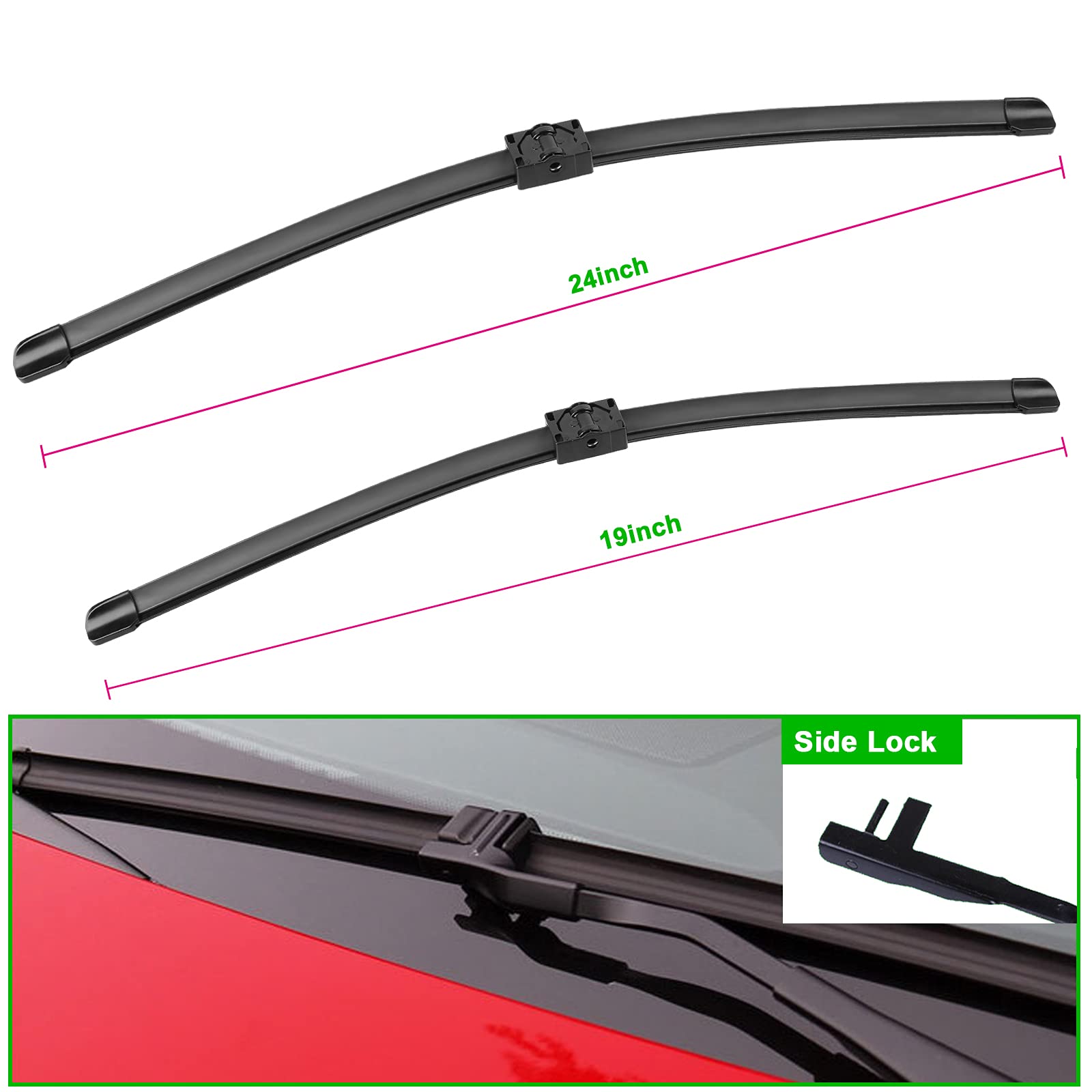 2 Wipers Replacement For Bmw 3-Series 4-Door E90 E91 06/2006-08/2009 325Xi 328I 328Xi 328Ixdrive 330I 330Xi 335I 335Xi M3, Windshield Wiper Blades Original Equipment Replacement - 24'/19' (Set Of 2)