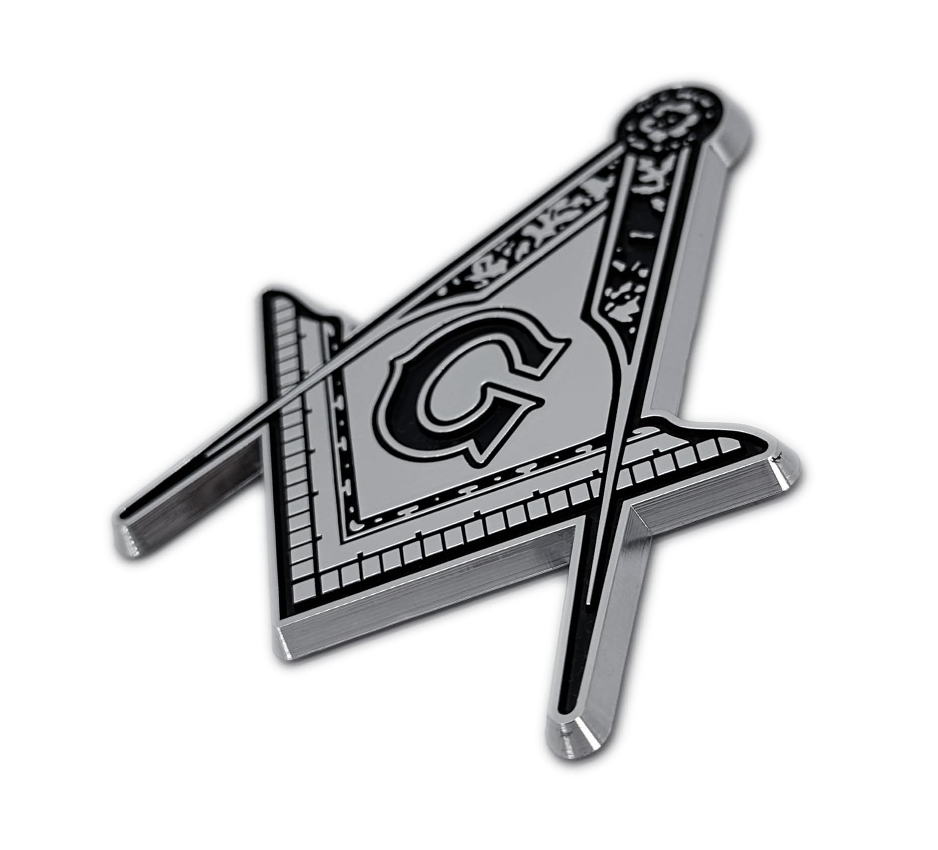 Elektroplate Officially Licensed Masonic Oem Chrome Emblem For Cars, Trucks, And All Auto | Universal Fit At 2.9 X 3.25 | Weatherproof