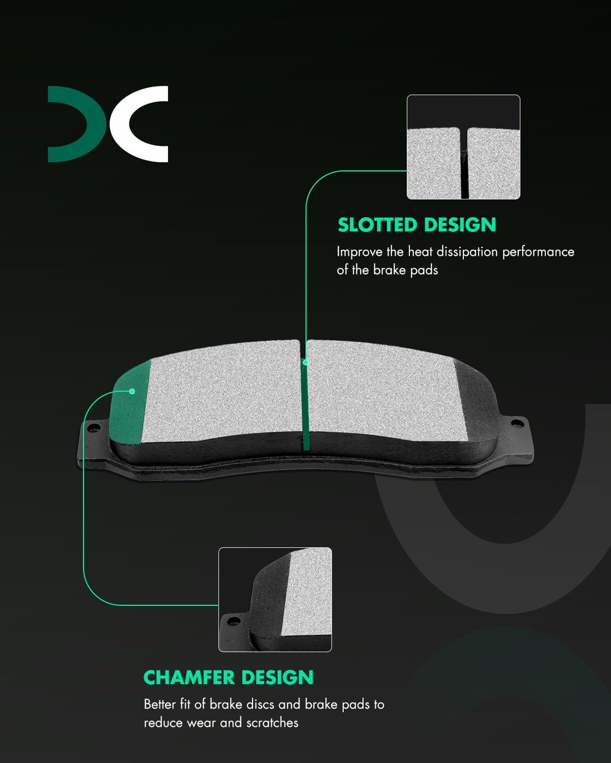 Scitoo D1069 Front Semi-Metal Brake Pads Sets Fit For Ford For F-250 Super Duty 2005-2011,For Ford For F-350 Super Duty 2005-201