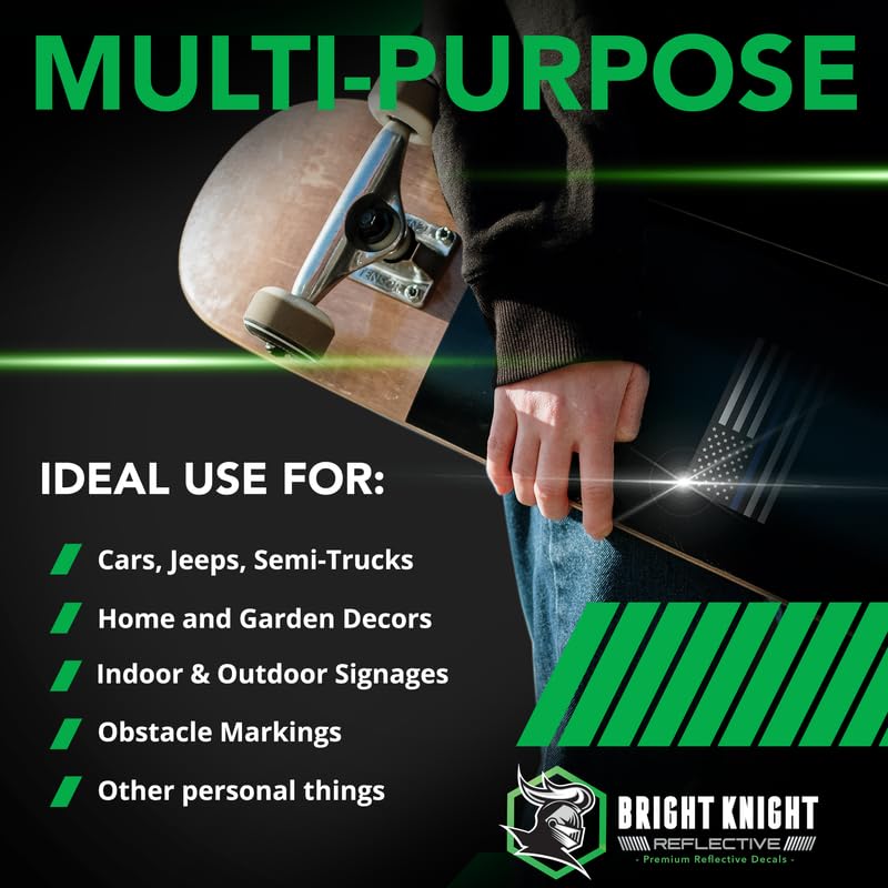 Bright Knight Reflective Flag Sticker, 3'' X 5.75'' Blue American Flag Sticker Reflective Mirrored 1 Pair With Retro-Reflective