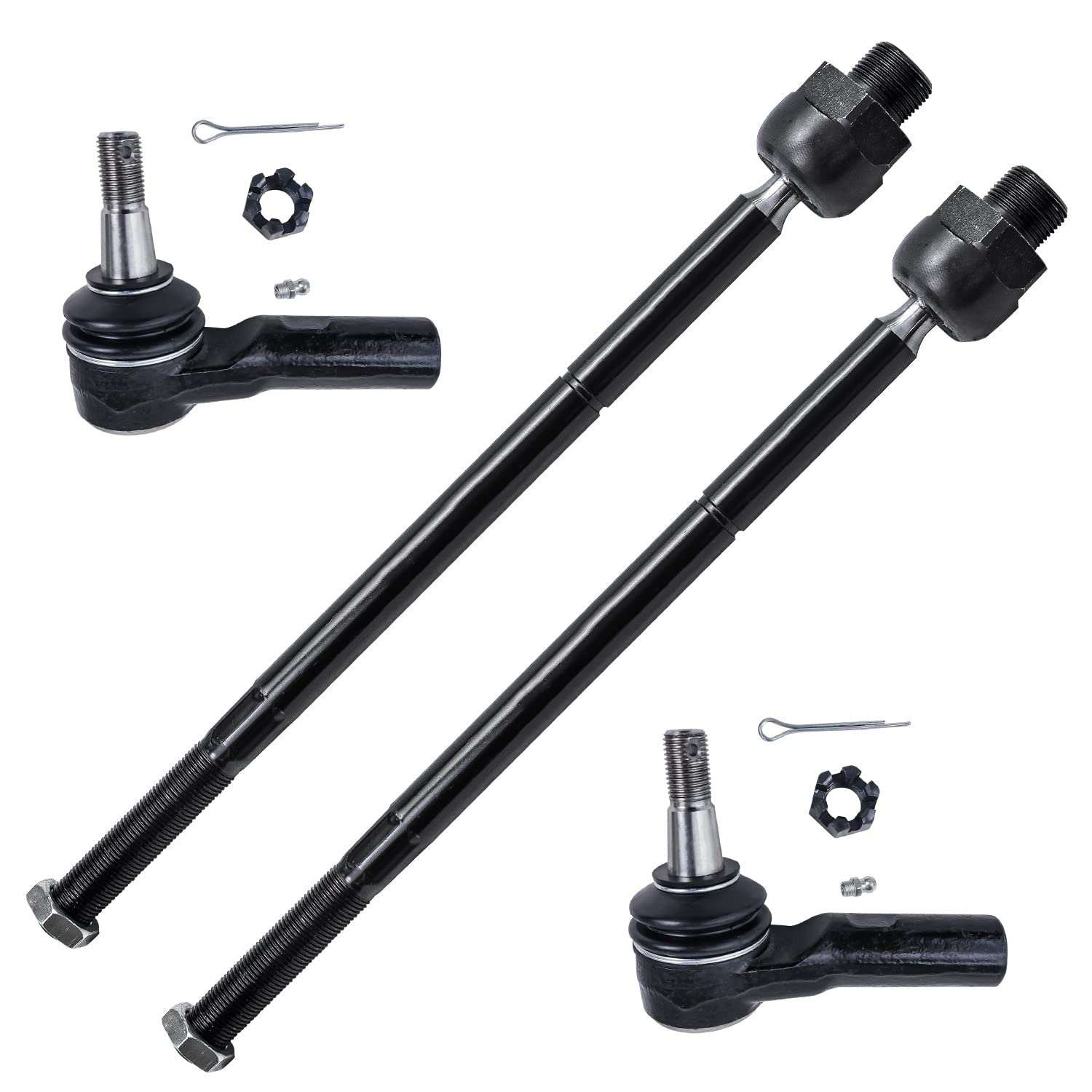 Detroit Axle - Front 4pc Tie Rods for 06-10 Dodge Ram 1500, 11-12 Ram 1500, 4 Outer & Inner Tie Rod Ends 2006 2007 2008 2009 201