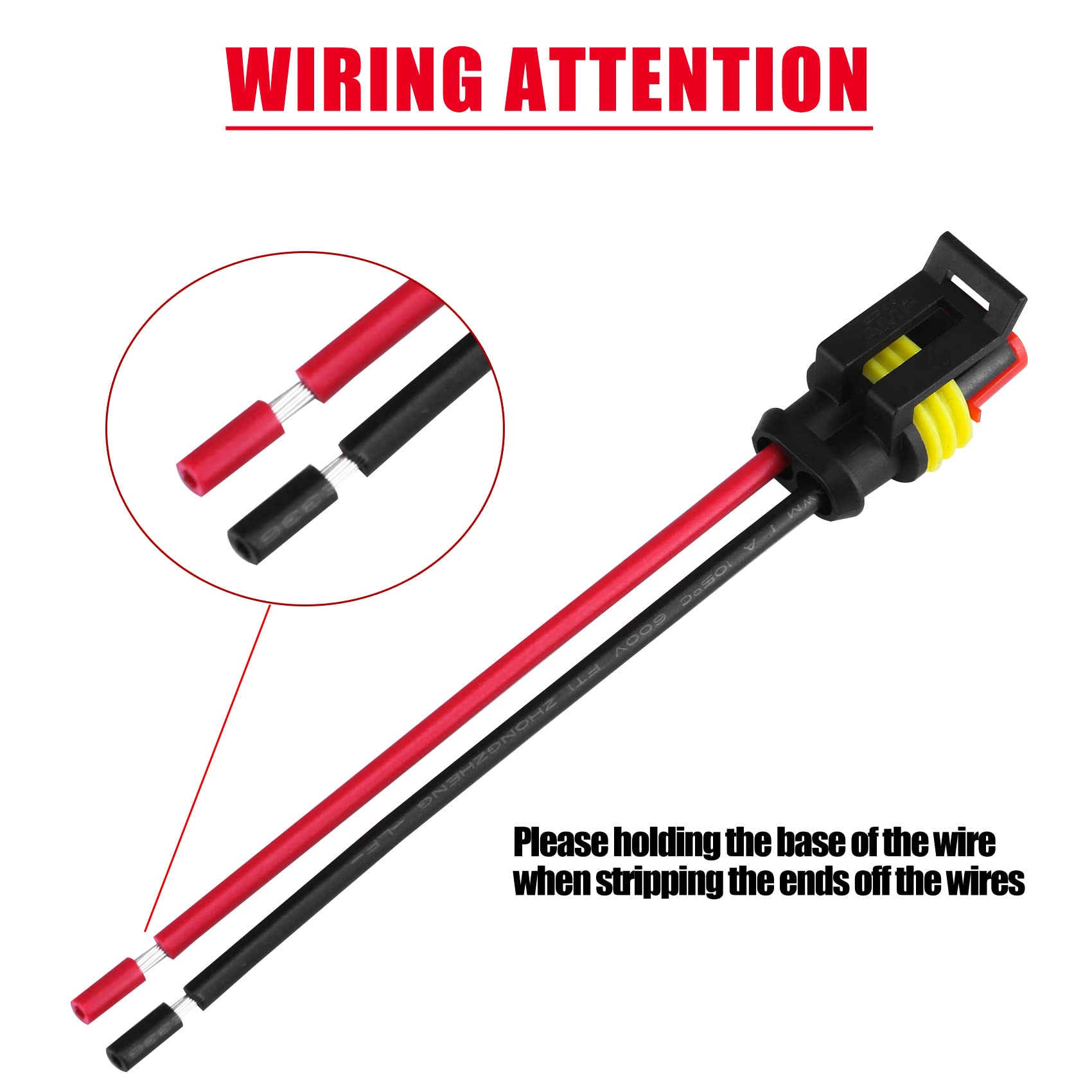 Muyi 2 Wire Connector 16Awg 5 Kits 2 Pin Waterproof Connectors With 10Cm Pigtail 1.5Mm Series Rubber Seal And Electrical Termina