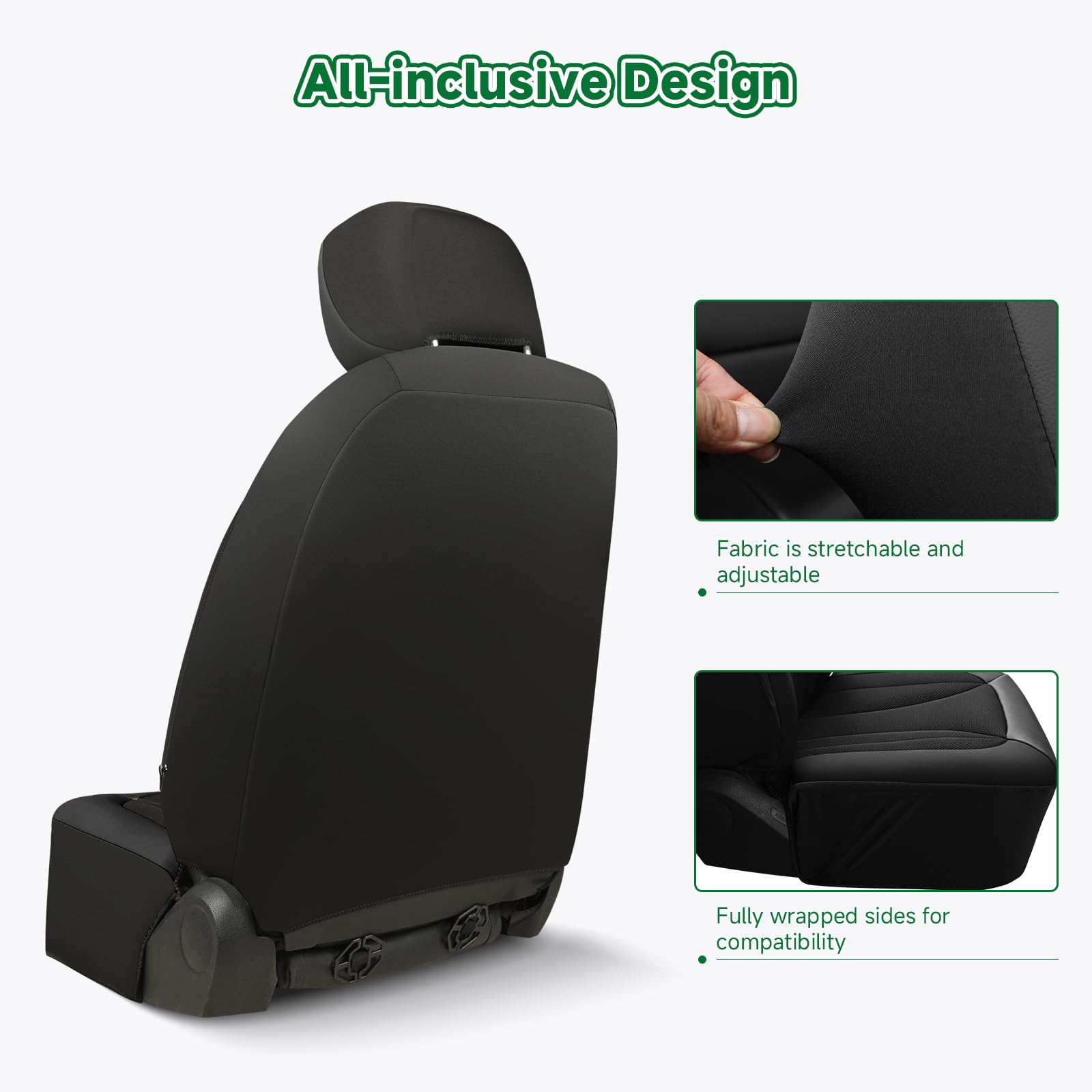 Giant Panda Fit Silverado 1500 2500 3500 Colorado Front Car Seat Cover, 3D Air Mesh Breathable Seat Protector, Black(2-Pack