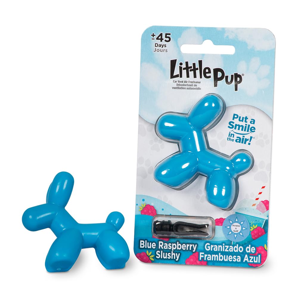 Stoner Car Care Little Pup Blue Raspberry Slushy Scent Car Air Freshener Clip, 1 Count, Long-Lasting Odor Eliminator, Model 96613