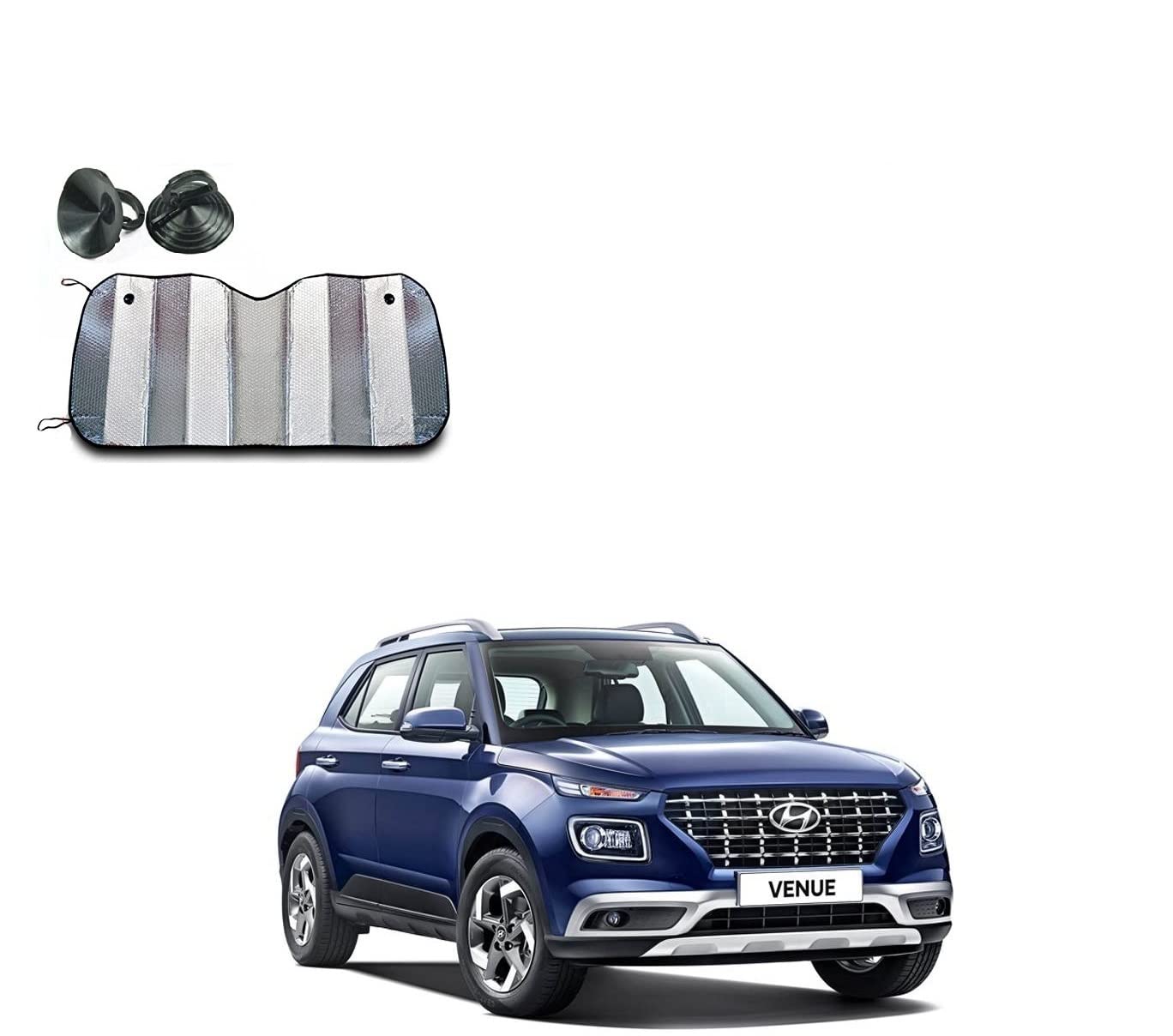 Auto Addict Aluminium Foil Foldable Car Sunshades for Front/Rear Windshield 1pc for Venue