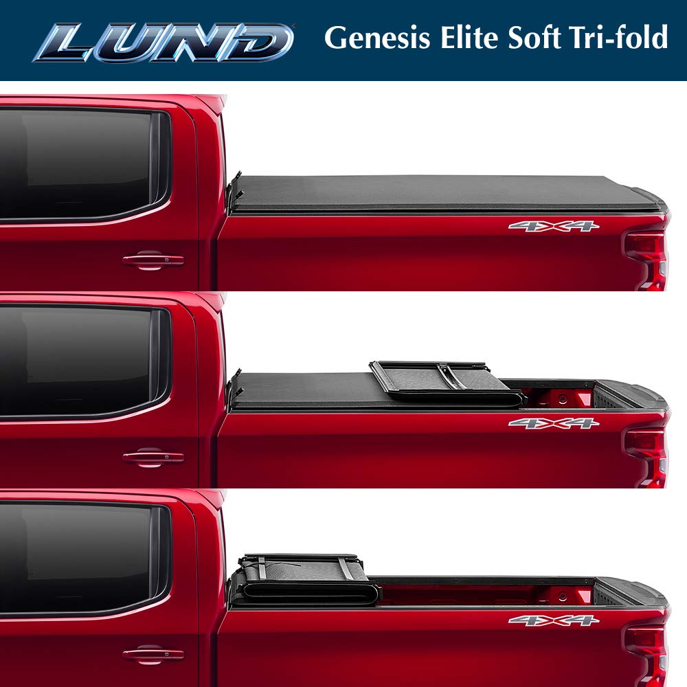 Lund Genesis Elite Tri-Fold Soft Folding Truck Bed Tonneau Cover | 95865 | Fits 2009 - 2018, 2019 - 2020 Classic Dodge Ram 1500
