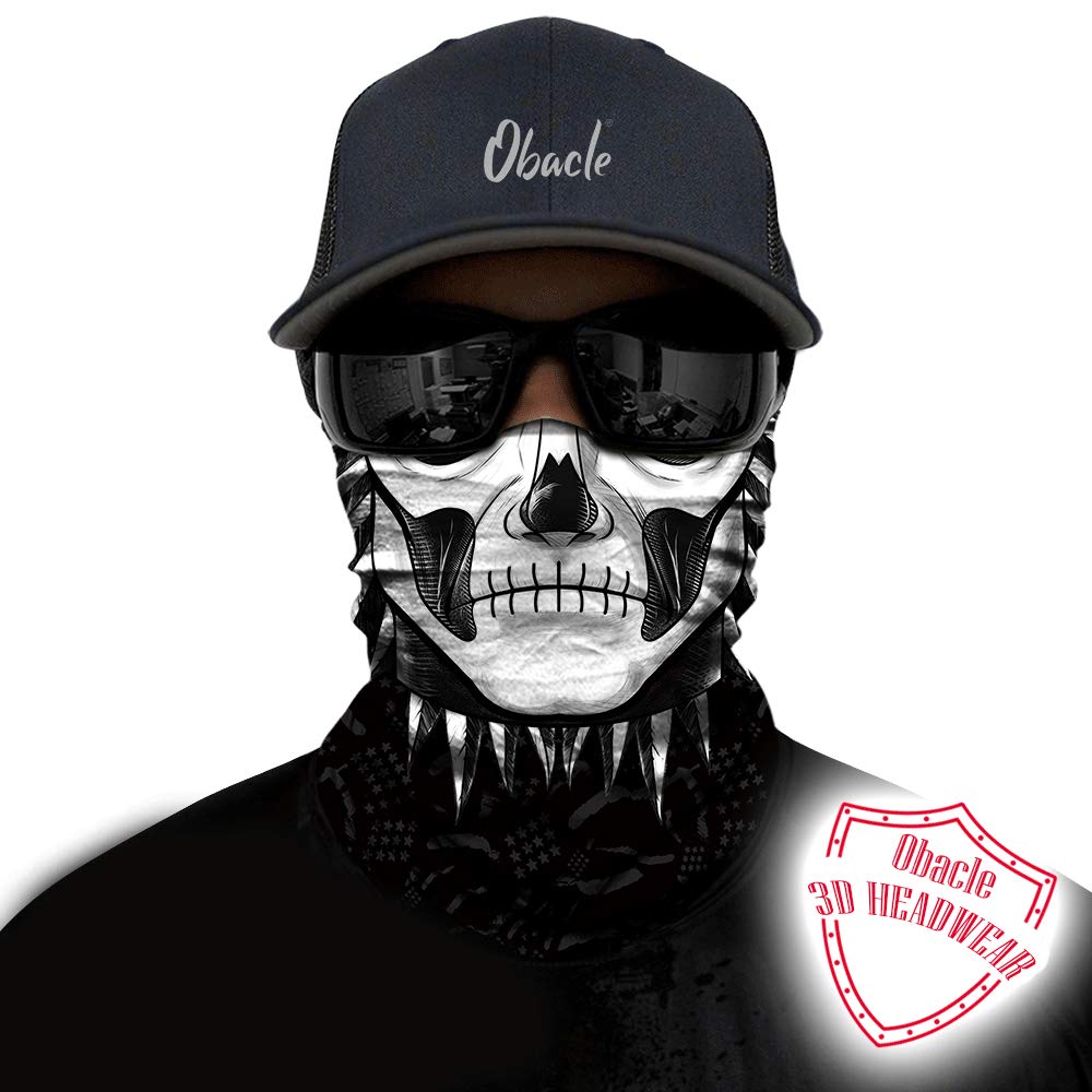 Obacle Motorcycle Face Mask Sun Uv Dust Wind Protection Durable Tube Mask Seamless Bandana Skeleton Face Mask For Men Women Bike