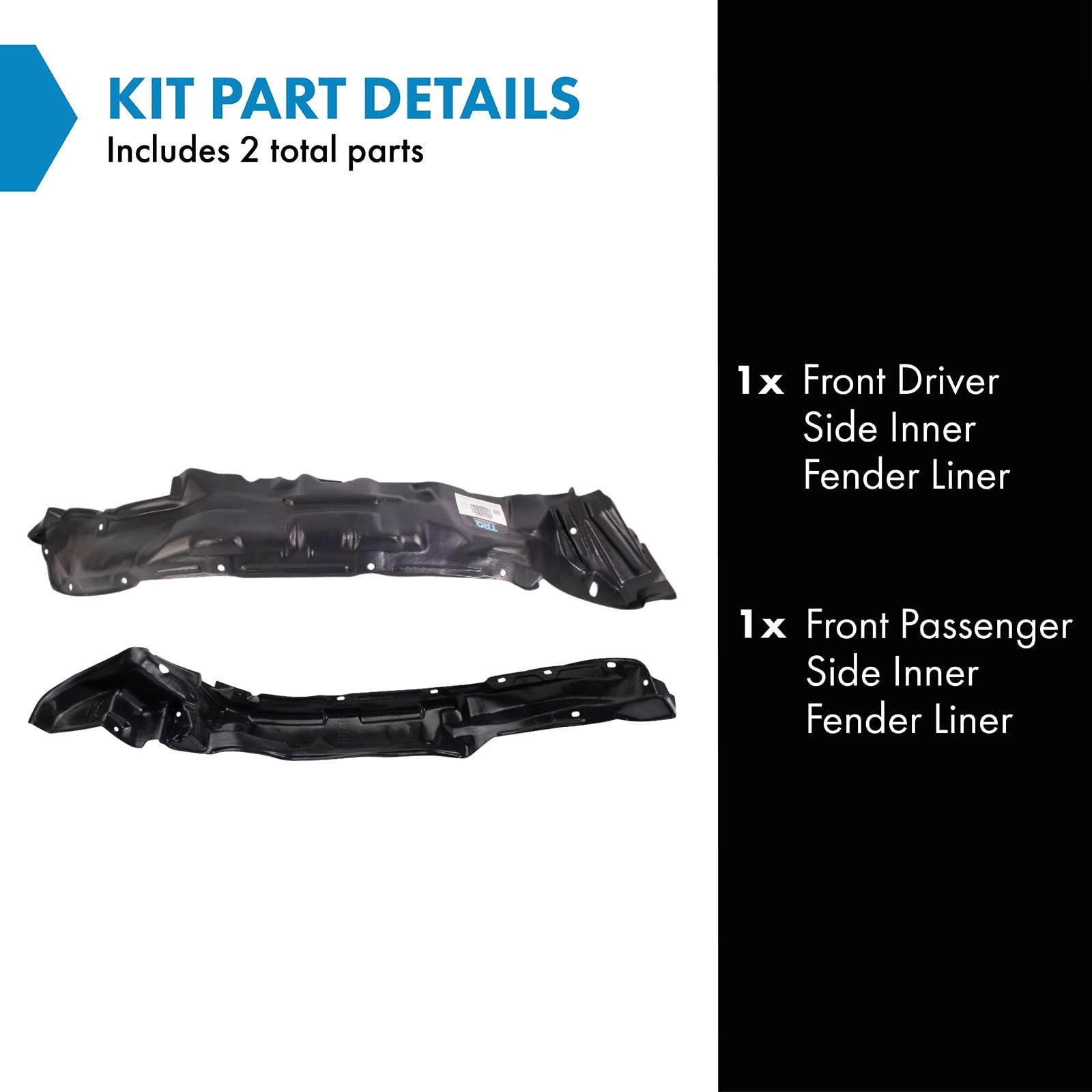 Trq Front Inner Fender Liner Set Compatible With 1993-1995 Toyota Pickup To1250105 To1251102