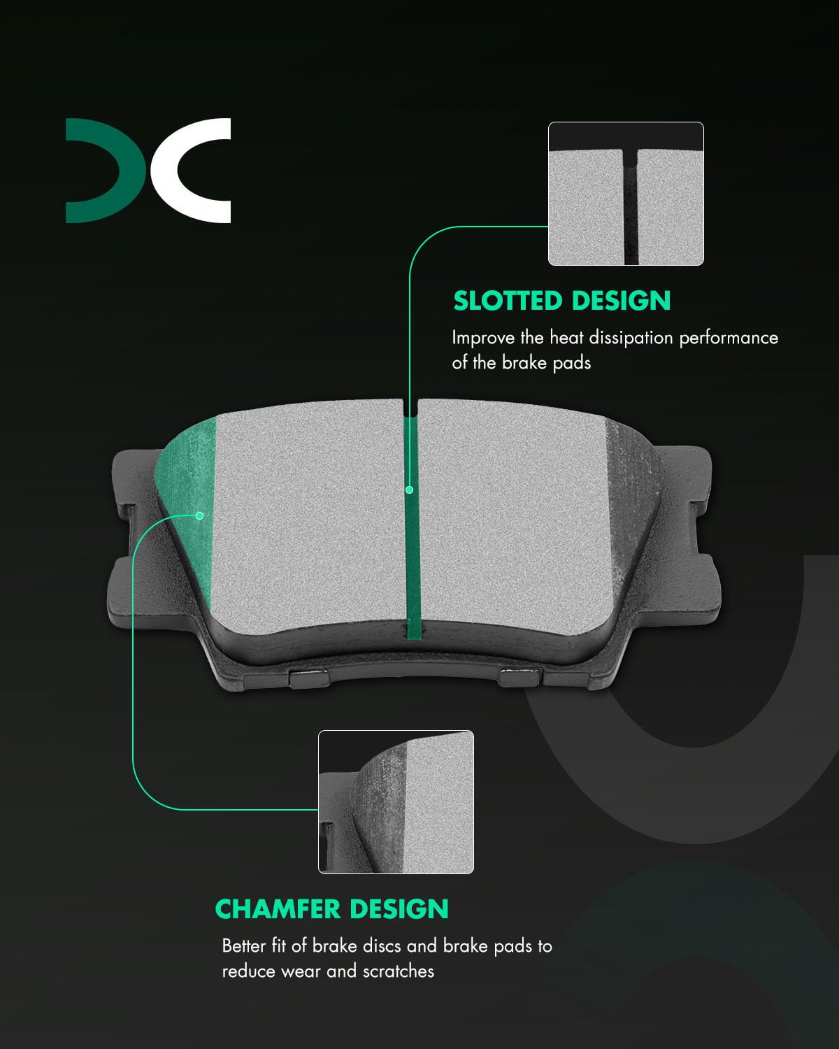 Scitoo D1222 D1212 Front Rear Ceramic Brake Pads Sets Fit For Lexus Es350 2007-2018,For Toyota Avalon 2008-2018,For Toyota For C