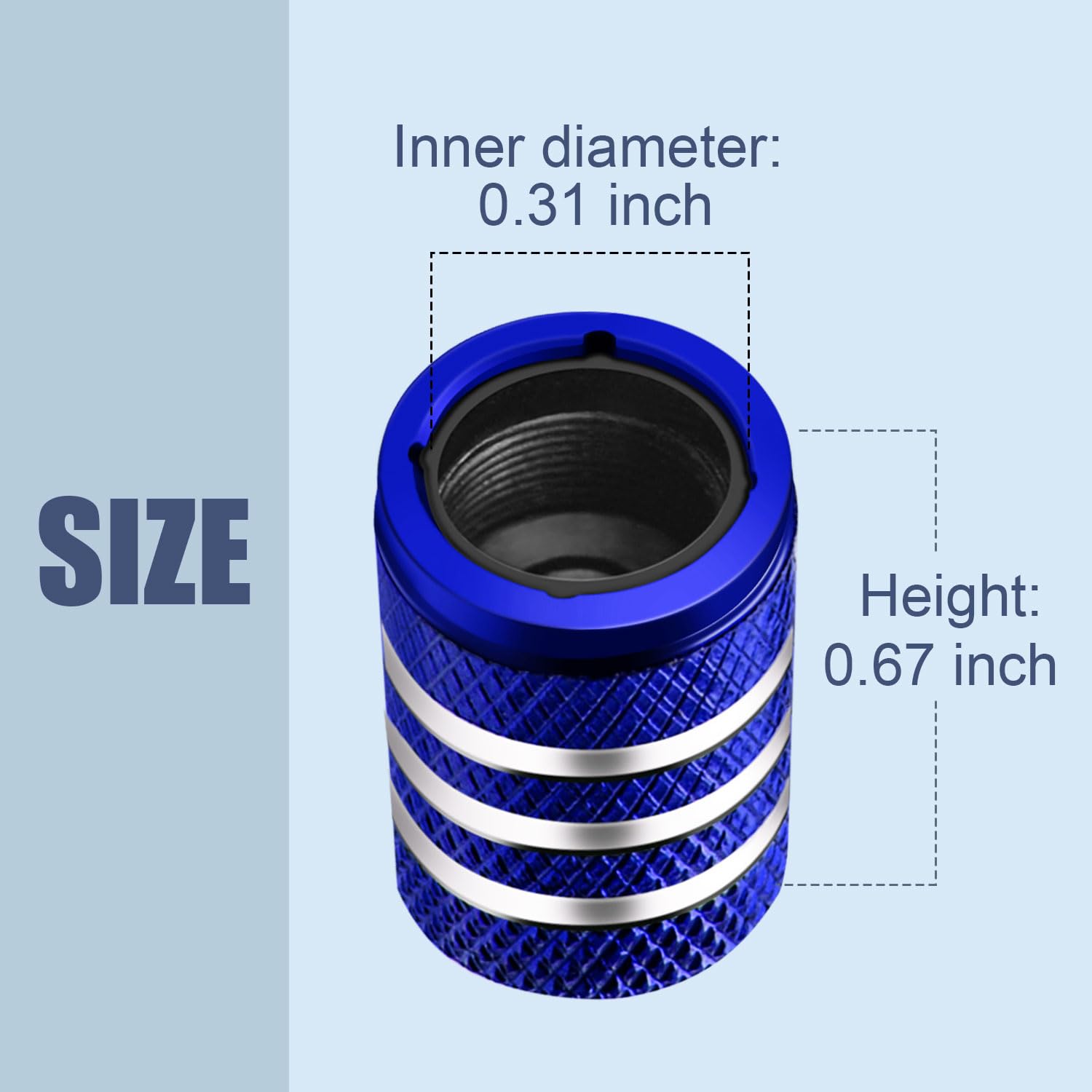 Tire Valve Stem Caps Cover - (5 Pack) Tire Air Cap N2 Nitrogen Metal With Plastic Liner Corrosion Resistant Leak-Proof For Car Truck Motorcycle Bike Blue