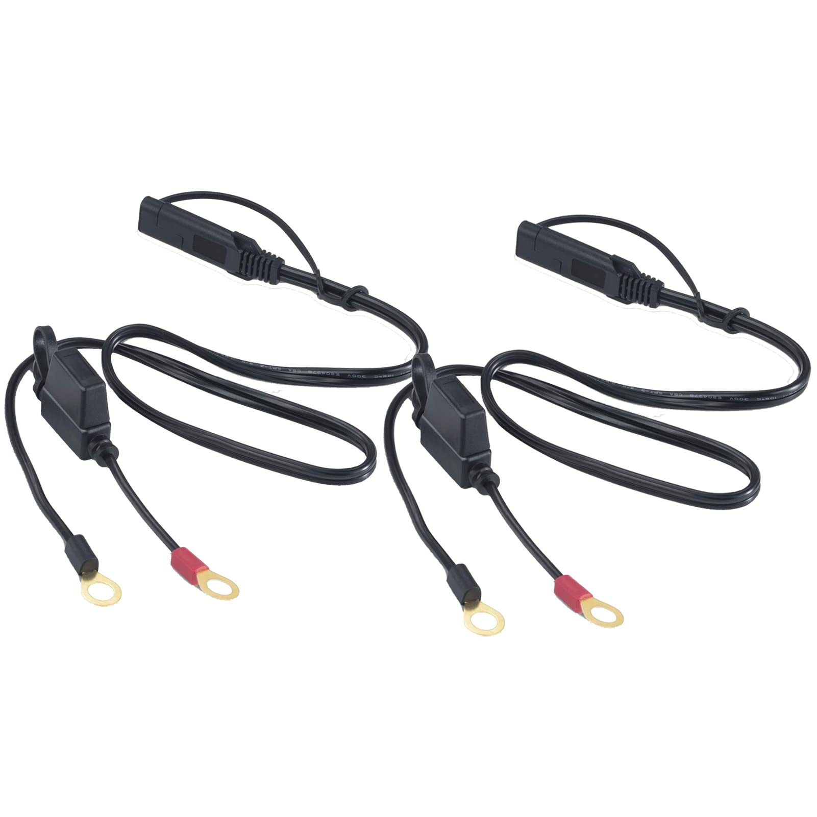 iMESTOU Motorcycle Solar SAE Quick Disconnect Extension Cable Adapter, Ring Terminal Harness with Black Fused 2-Pin Quick Discon