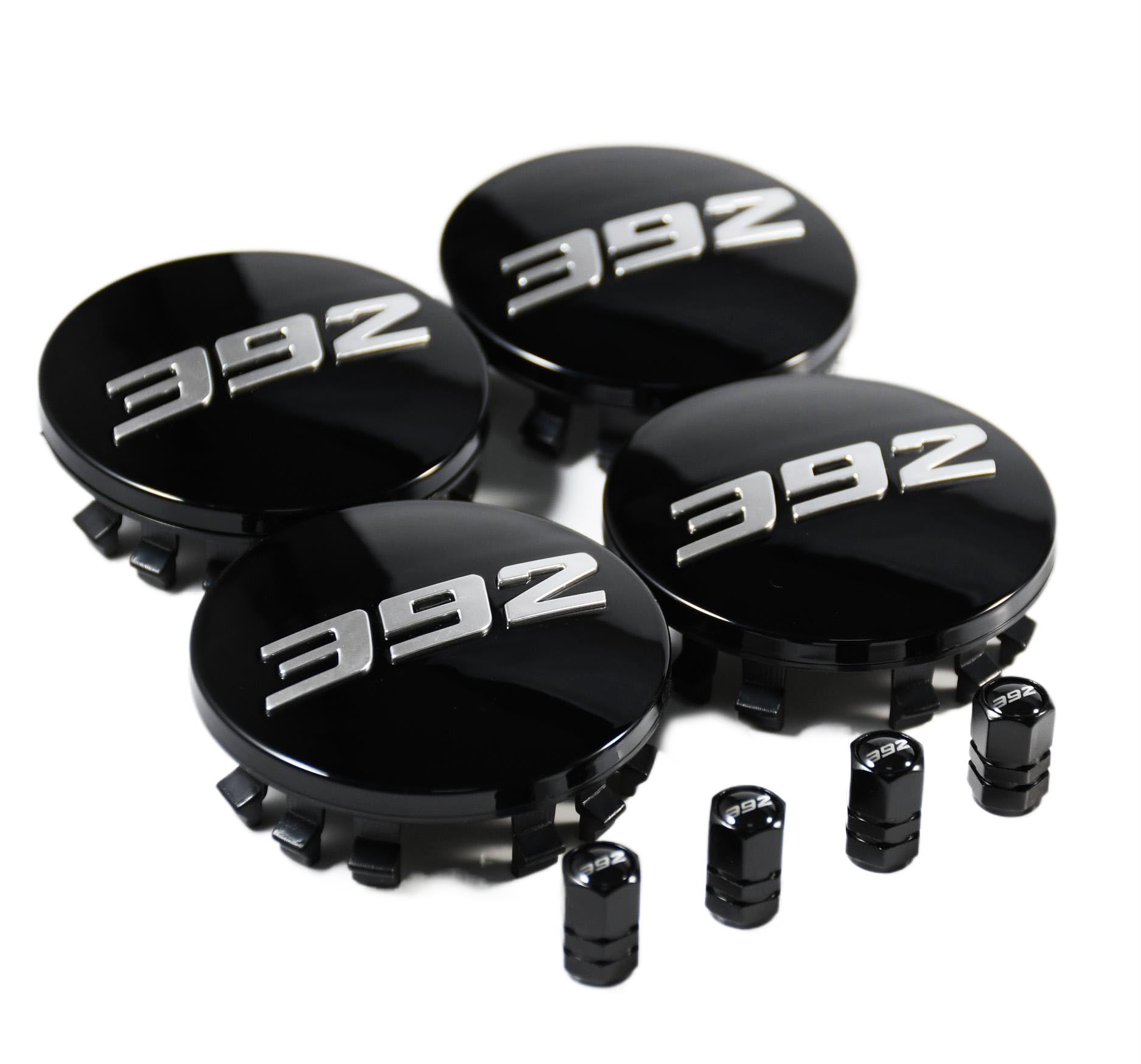 2.5 inches Wheel Hub Center Cap + Valve Stem Cover with 392 Emblem Trim for Dodge Charger Challenger Durango Hornet Dart R/T SRT