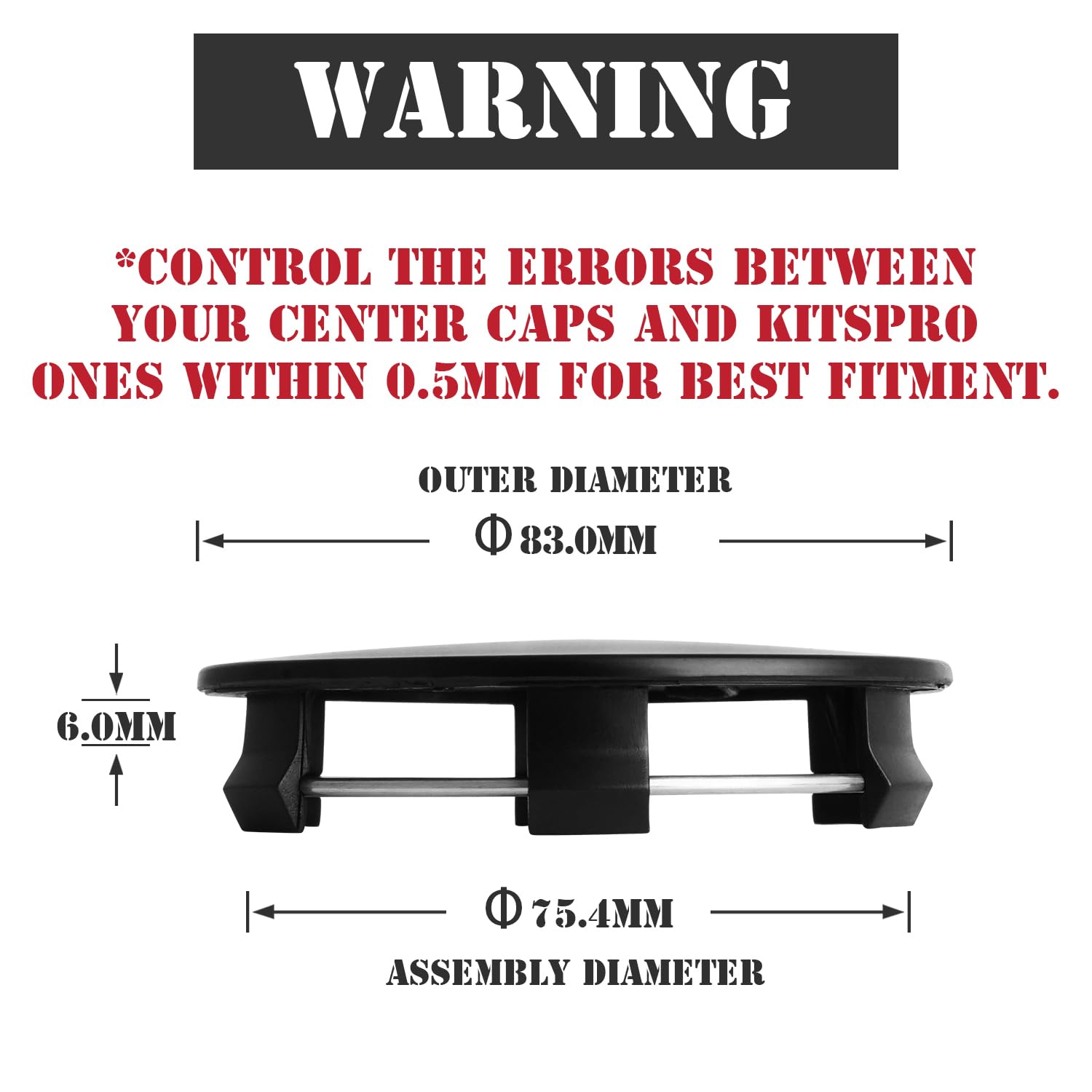 Kitspro 3.25Inch 83Mm Wheel Center Caps For Rim Hub Caps, Pack Of 4 (Silver, Outer 83Mm, Inner 75Mm)