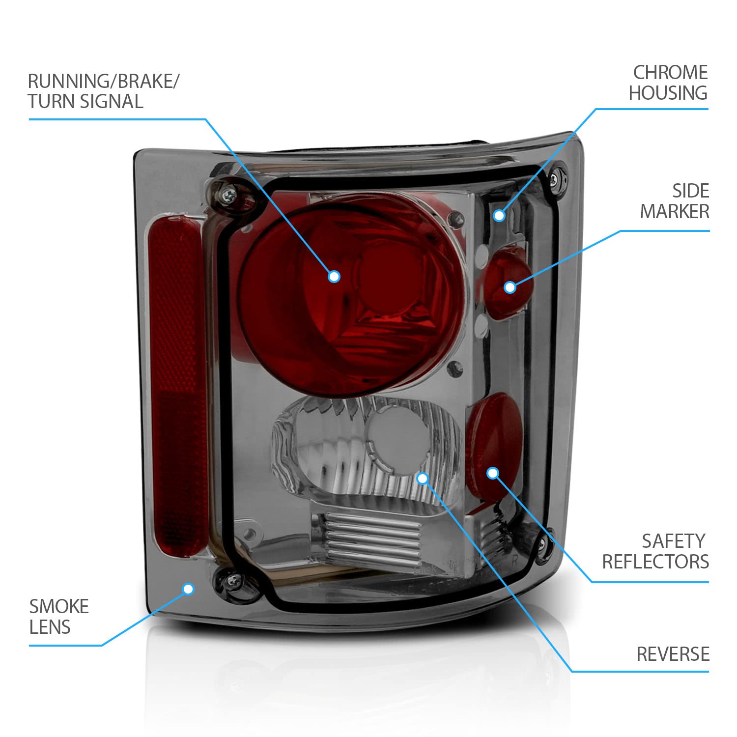 Amerilite Smoke Replacement Brake Tail Lights Pair For 1973-1991 Chevy Gmc Full Size Blazer Jimmy C/K Truck - Passenger And Driv