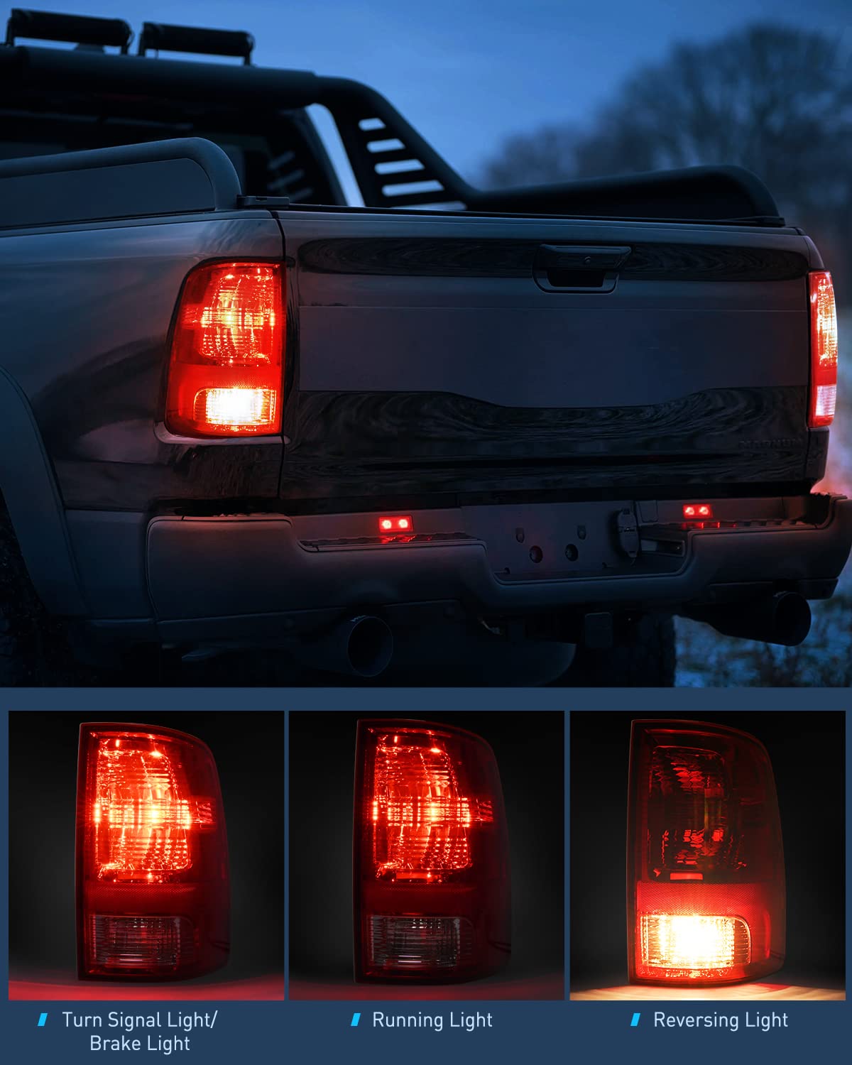 Nilight Taillight Assembly for 2009 2010 2011 2012 2013 2014 2015 2016 2017 2018 Dodge Ram 1500 2500 3500 Rear Lamp Replacement