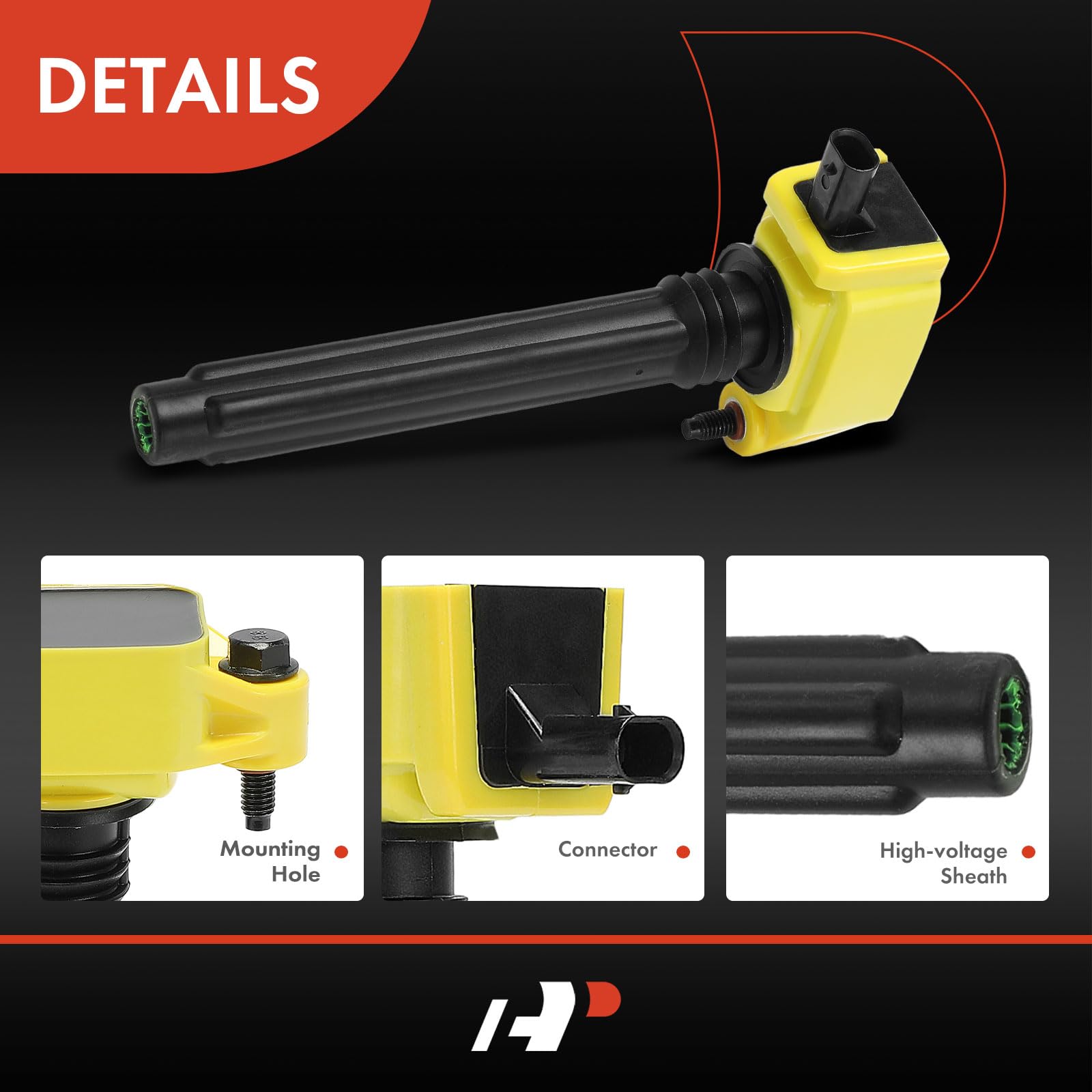 A-Premium (Yellow) Engine Ignition Coil Pack Compatible With Jeep Grand Cherokee, Wrangler & Dodge Grand Caravan, Charger & Chry