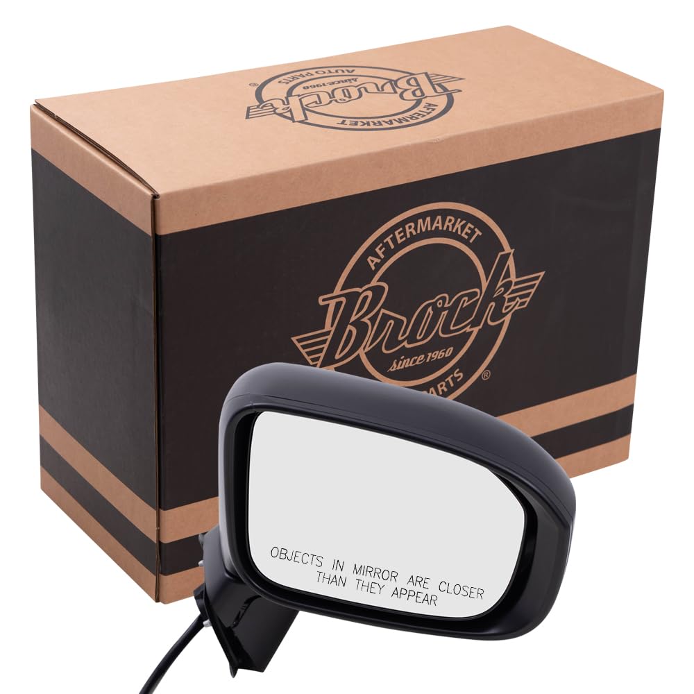 Brock Aftermarket Replacement Passenger Right Power Mirror Without Heat-Camera Paint To Match Black Compatible With 2014-2015 Ho