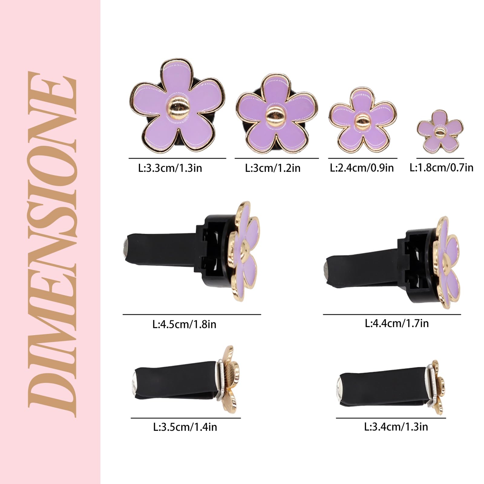 Oriesse Cute Flowers Air Vent Clips Car Air Freshener,4Pcs Purple Girly Daisy Flower Car Accessories For Women,Lavender Car Deco