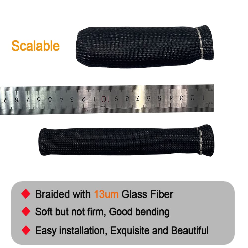 Spark Plug Wire Boots Thermal Protection Insulator Sleeve, 1200 Degree Heat Shield Cover Wrap 6 Inch For Car Truck 8Pcs(Black)