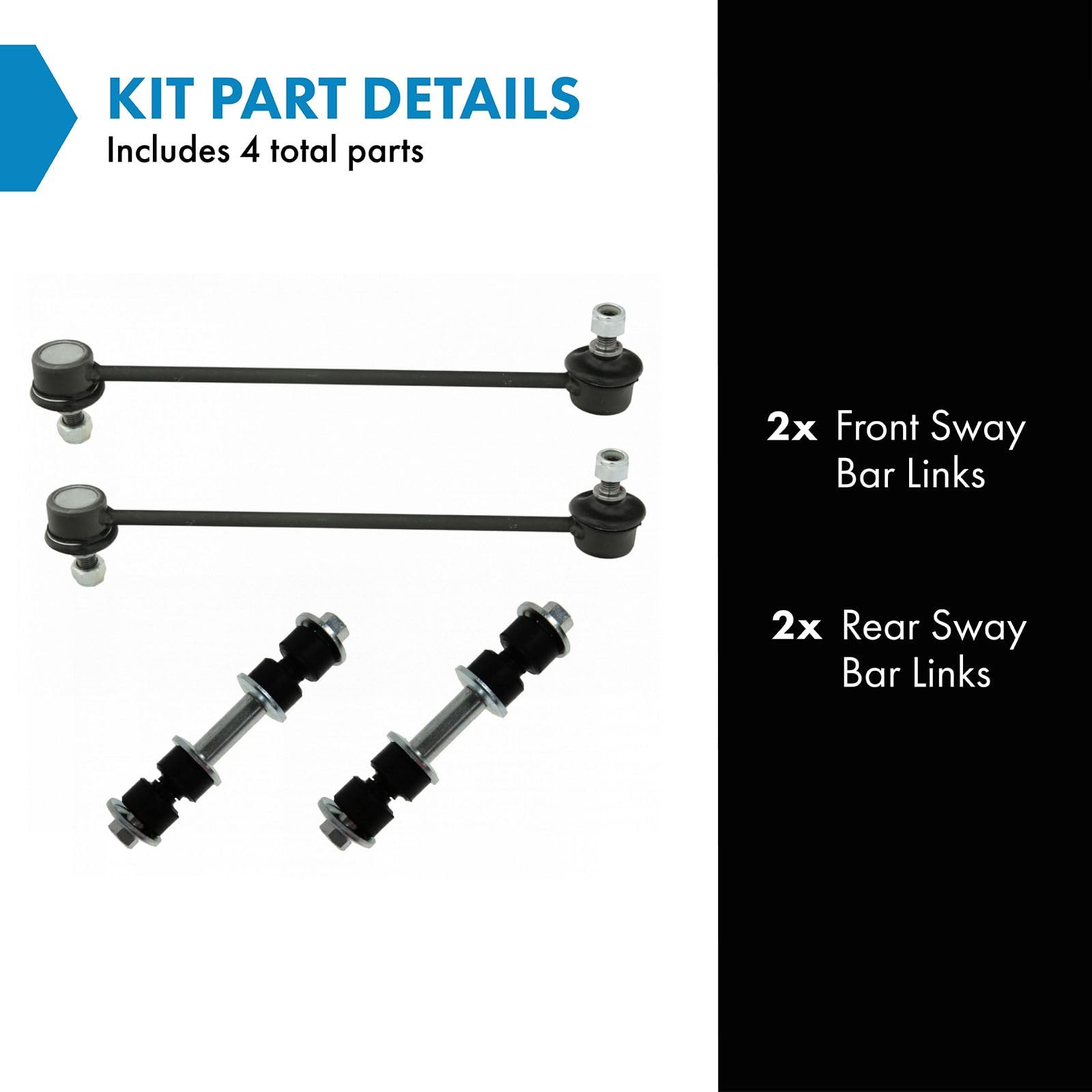 Trq Front & Rear Sway Bar Stabilizer Link Set Compatible With 2010-2017 Jeep Compass Patriot