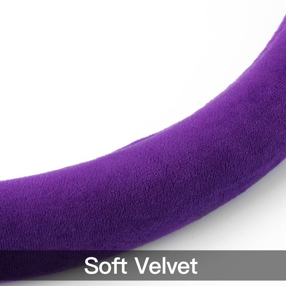 Otostar Soft Velvet Steering Wheel Cover, Universal Luxury Steering Wheel Protector Car Interior Accessories 15 Inch (Purple)