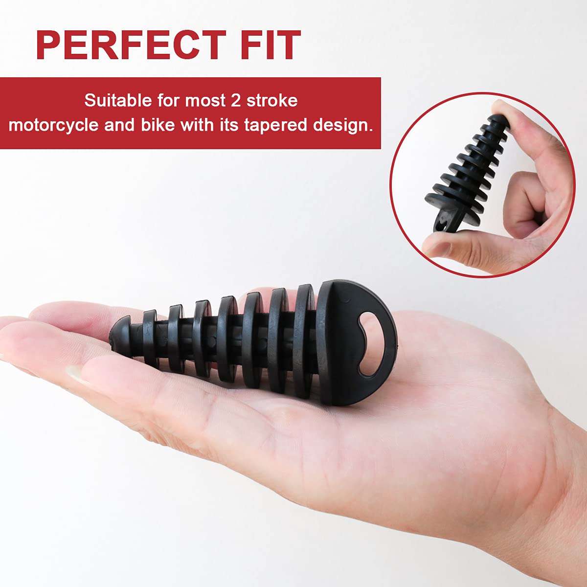 Muffler Exhaust Wash Plug, Hoedia 2 Pack Wash Plugs with 2 Streamers, Fit Most 2 Stroke Motorcycle Bikes with Rubber Exhaust Sil