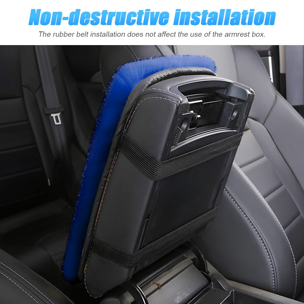 Fluffy Car Armrest Cover, Universal Car Center Console Pad, Car Armrest Seat Box Cover Decor Accessories For Women Men, Armrest Seat Box Cover Protector For Most Vehicle, Suv, Truck, Car (Blue)