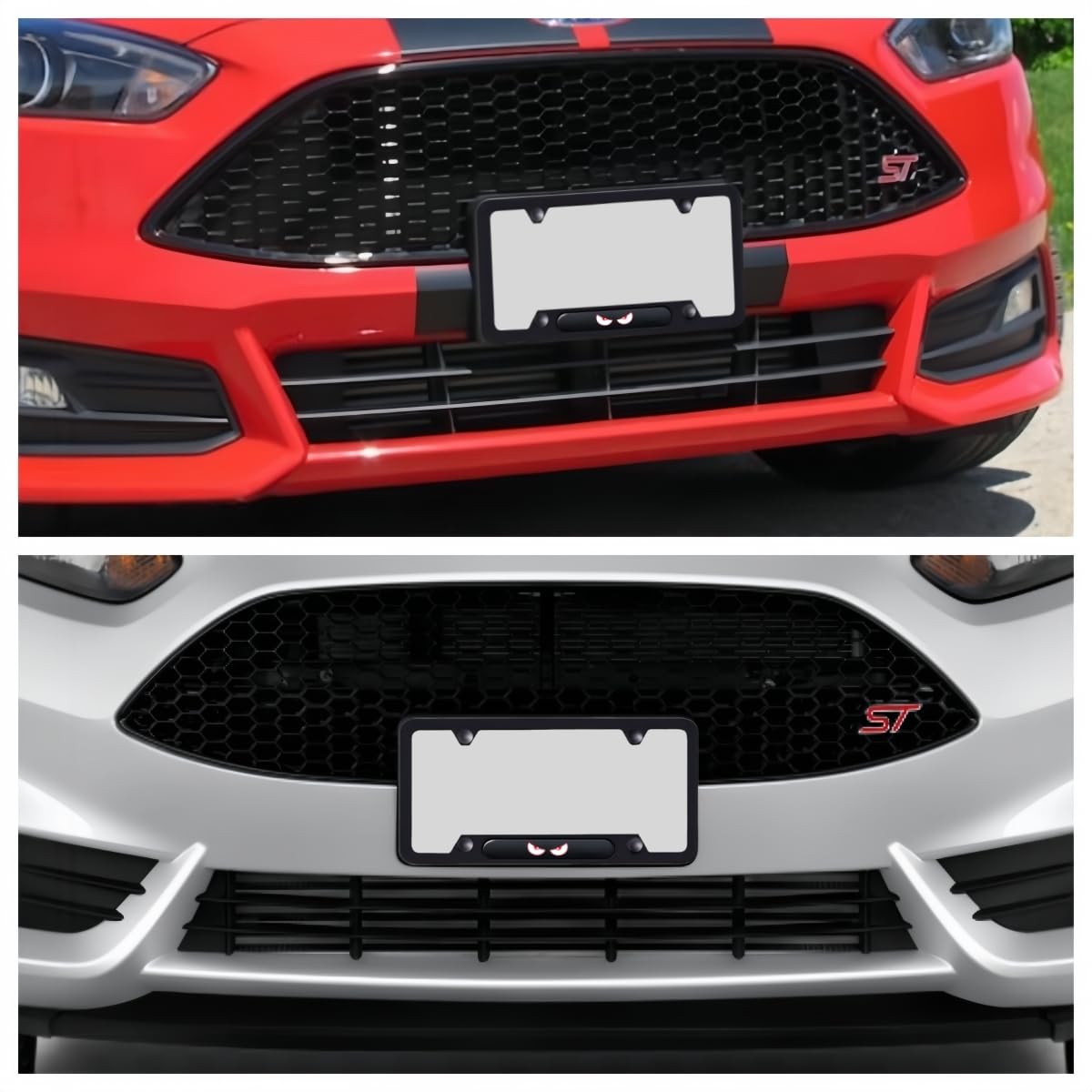 2 Pcs Black License Plate Frames License Plate Covers Eye Pattern Metal Aluminum Material Screw caps Cover Set