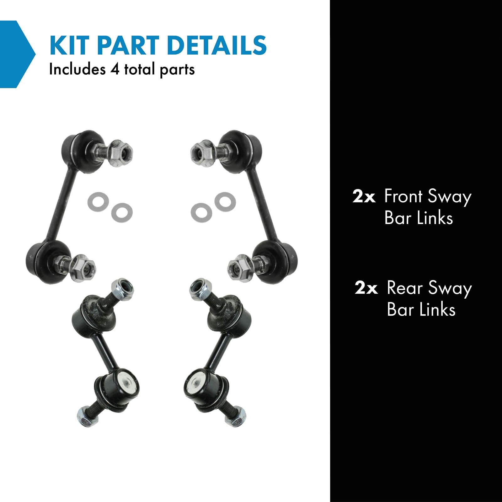 Trq Front & Rear Sway Bar Stabilizer Link Set Compatible With 2005-2009 Subaru Legacy Outback