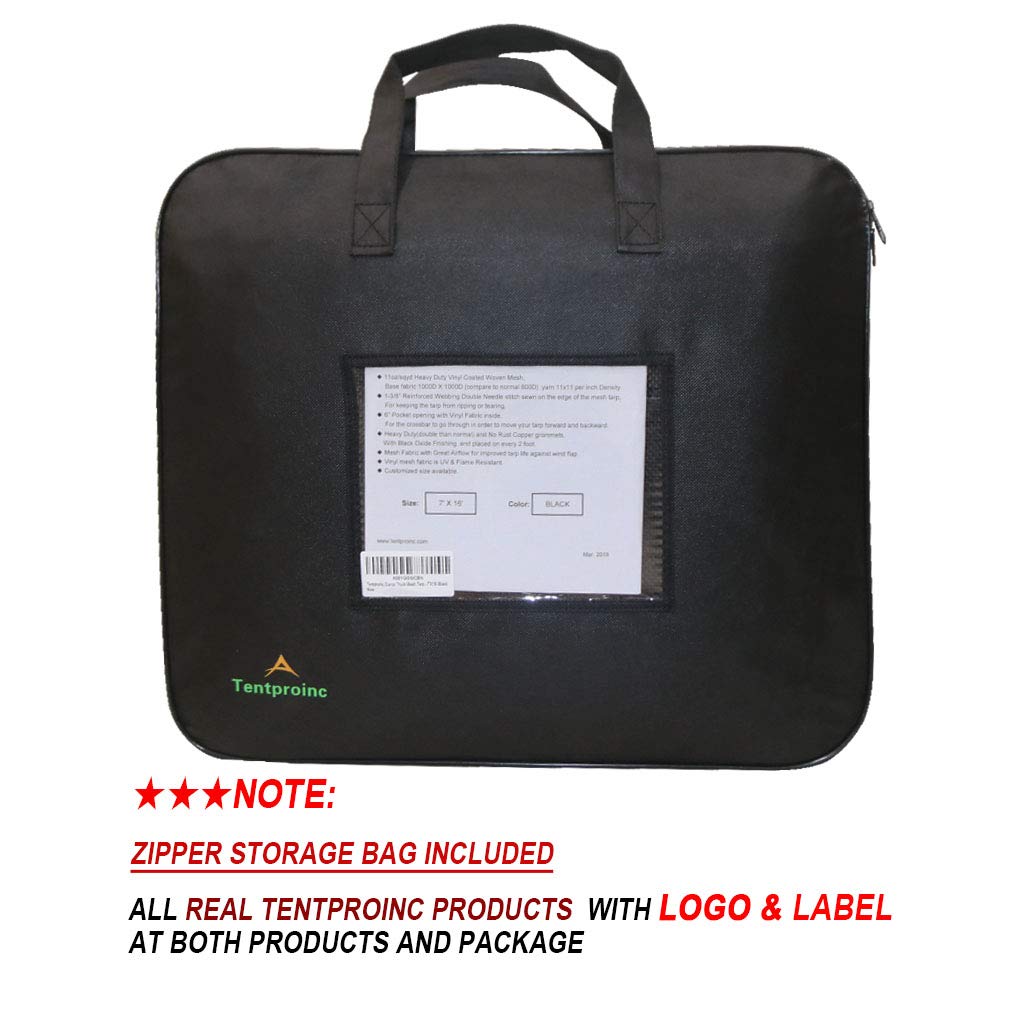 Dump Truck Mesh Tarp 8'X20' - Black Tentproinc Heavy Duty Cover With 6'' Pocket Reinforced Double Needle Stitch Webbing Ripping