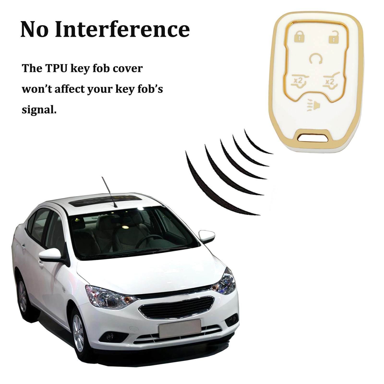 Arruweer Key Fob Cover For Chevy Gmc Soft Tpu Smart Key Case Holder Compatiable With Chevrolet Suburban Tahoe Gmc Terrain Yukon