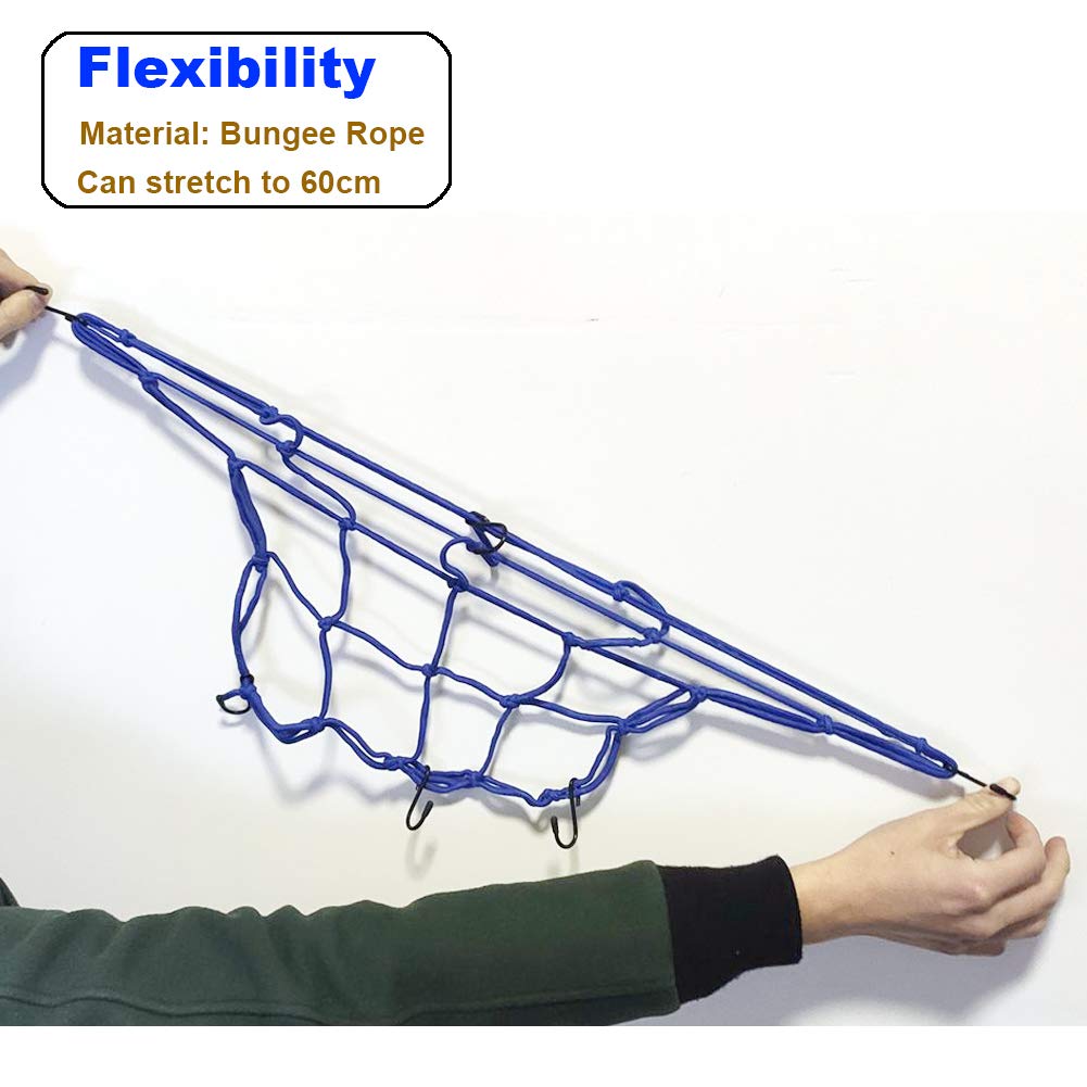 2 Pcs Cargo Net,11.8 Inch X11.8 Inch Rack Elastic Storage Net 6 Adjustable Hooks For Bike Bicycle Motorcycle (Green)