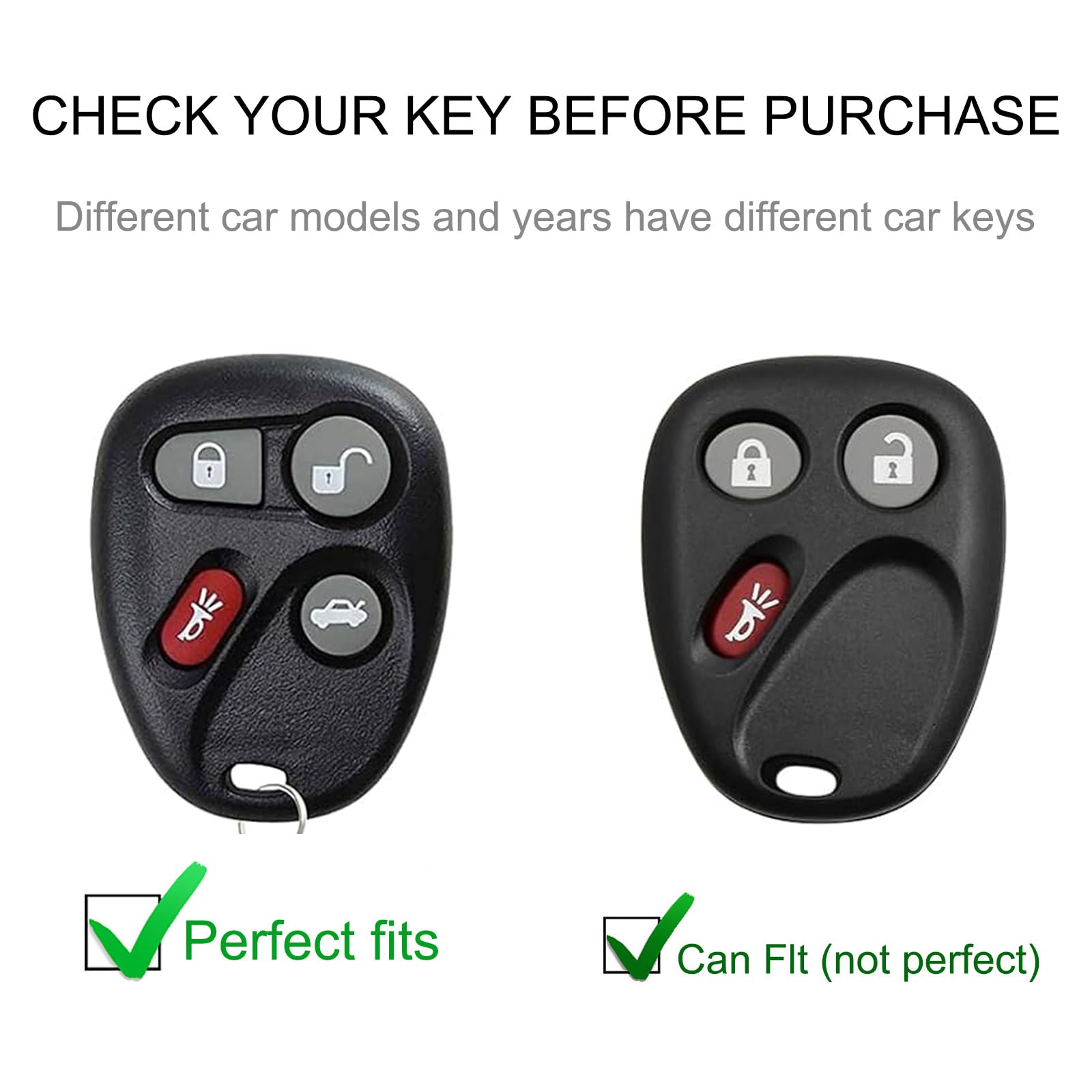 Cacarlike For Cadillac Key Fob Cover With Cadillac Keychain, Car Key Fob Case Compatible With Chevy Impala Monte Carlo Cadillac