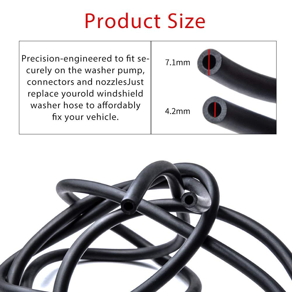 Otuayauto Windshield Washer Hose Kit, Universal Washer Fluid Hose With Hose Connector (3 Meters Length)