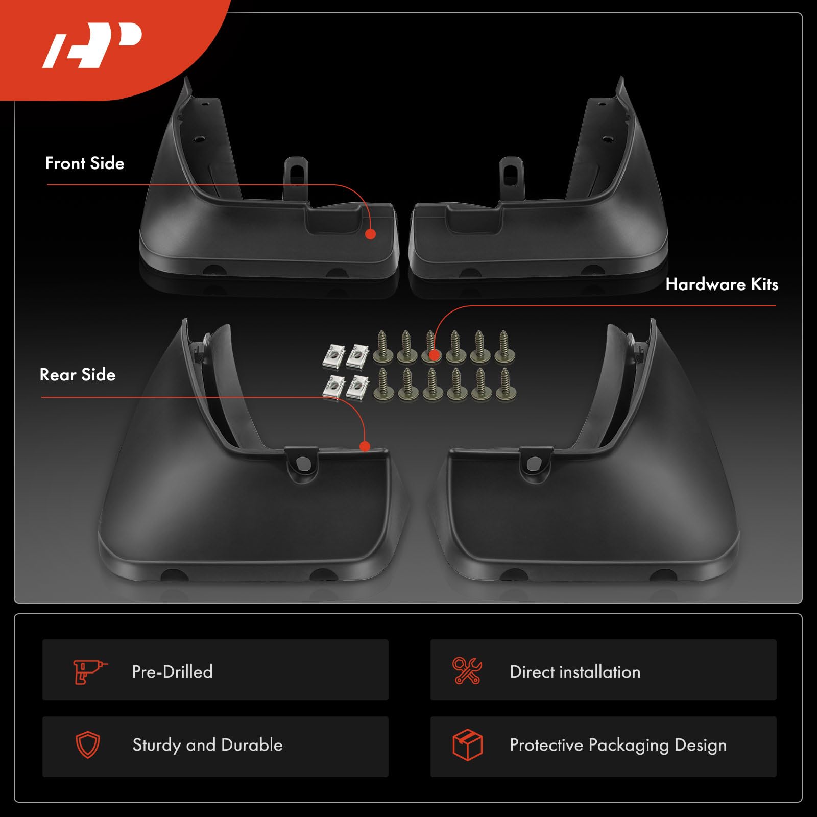 A-Premium Set of 4PCS Mud Flaps Splash Guards Mudguards Mudflaps Compatible with BMW E46 318is 320i 323Ci 323i 323is 323ti 325Ci 325i 325xi 328i 328is 330Ci 330i 330xi, Front LH RH and Rear LH RH