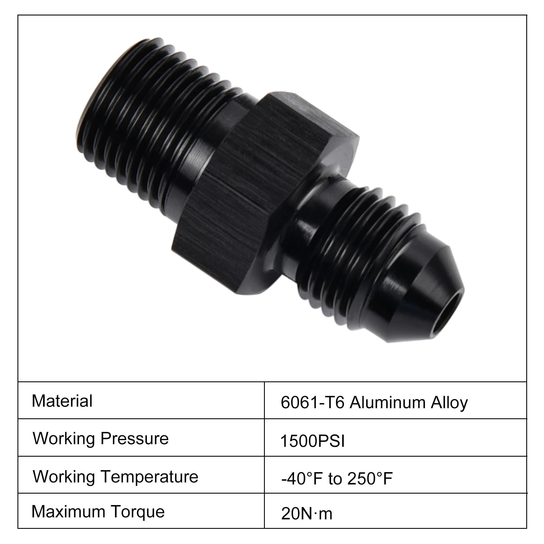 Evil Energy 4An Male Flare To 1/8'' Npt Pipe Fitting Adapter Aluminum Straight Black