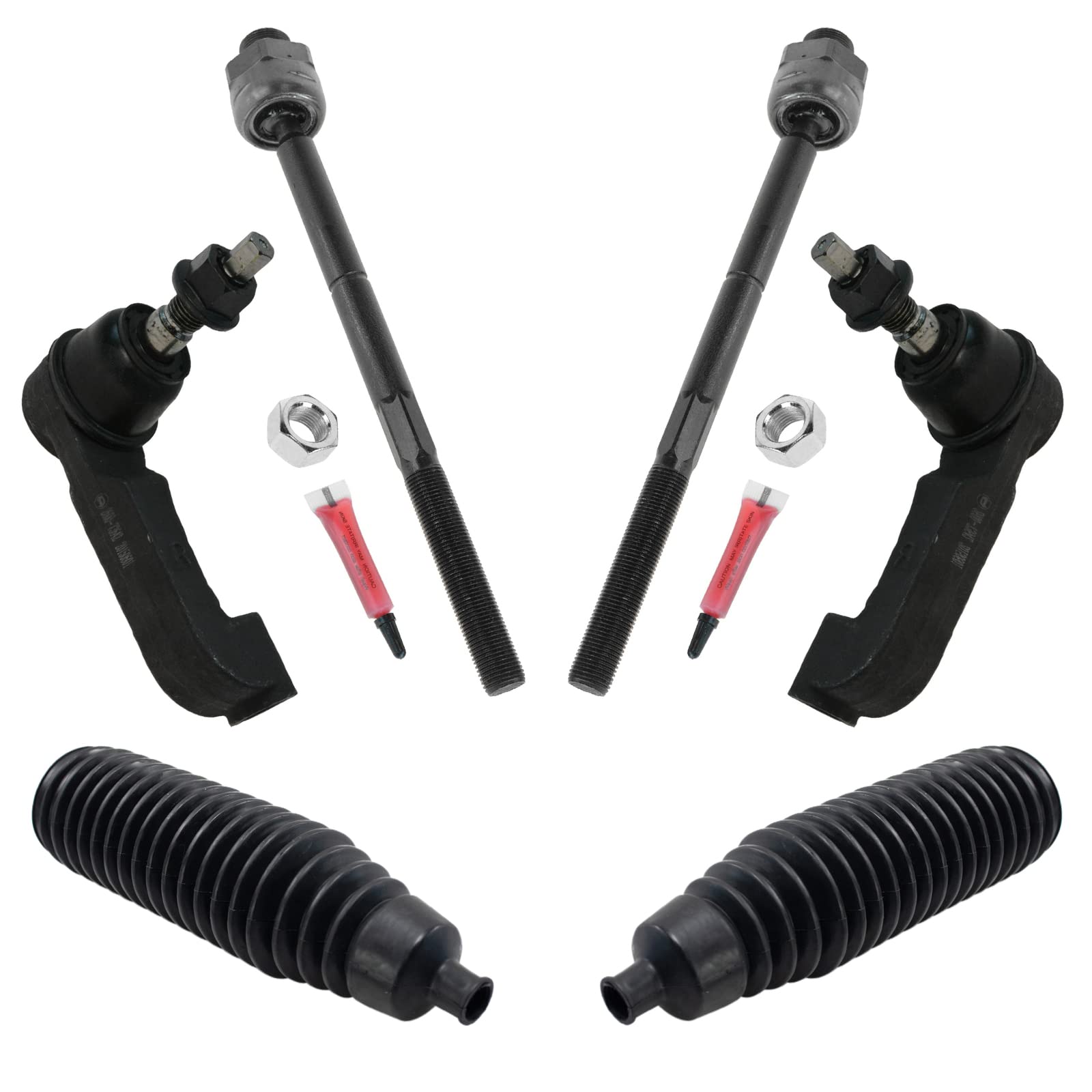 Trq Front Driver & Passenger Side Inner & Outer Steering Kit Steering Rack & Pinion Bellow Tie Rod Compatible With 2005 Jeep Lib