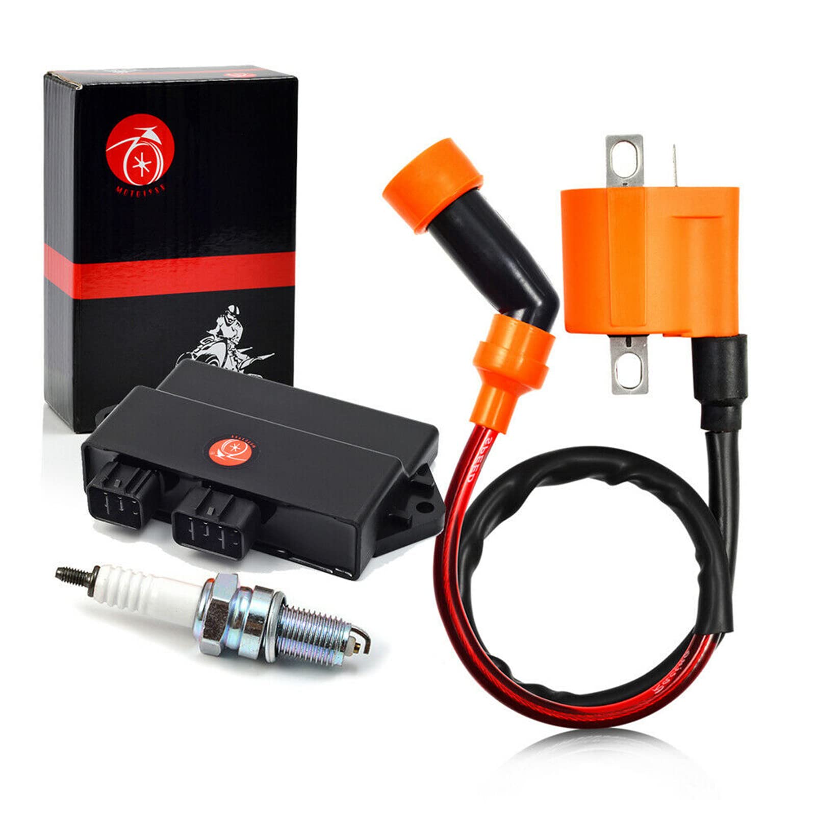 MOTO1988 CDI Box & Ignition Coil Spark Plug for Yamaha Warrior 350 1997-2001, 348cc, 3GD-85540-40-00