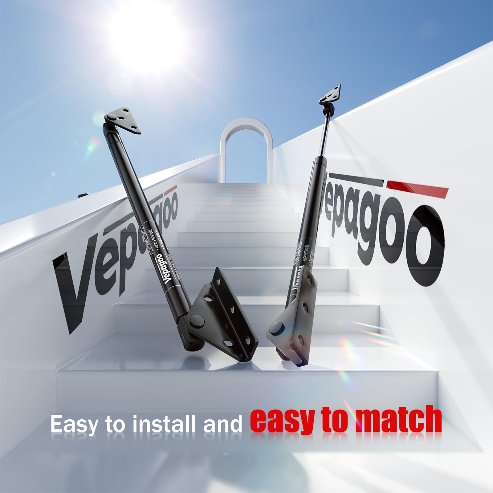 Vepagoo 13Mm Ball Stud Mounting Bracket For Gas Shock Spring Strut Prop Lift Support With 2Pcs L-Type, 2Pcs Flat-Type And 16Pcs