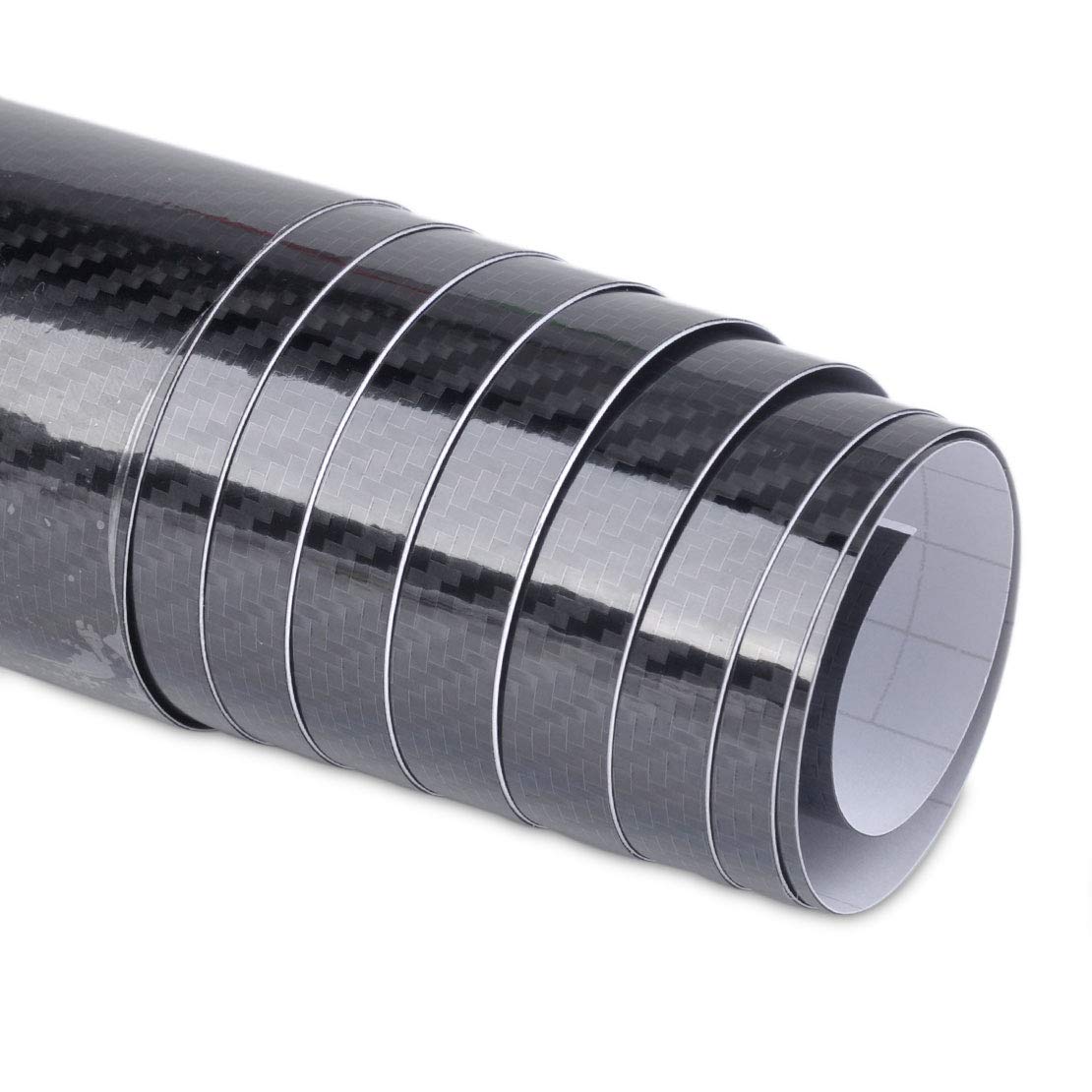Lzlrun 5D Gloss Black Carbon Fiber Vinyl Wrap - Outdoor Rated For Automotive Use - 1Ft X 10Ft With Knife + Squeegee