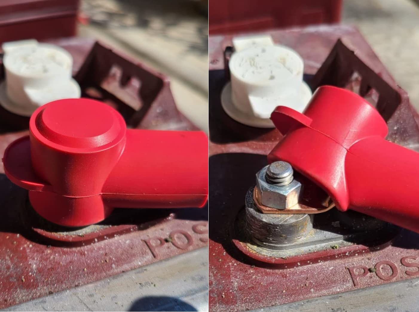 Mgi Speedware 3/8' Stud Boot Covers For Battery Power Junction Blocks, Red And Black Pair (8-2Ga)