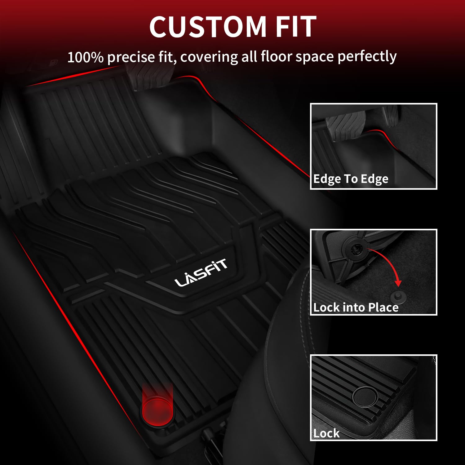 Lasfit Floor Mats For Nissan Altima 2019-2025, Custom Fit All Weather Protection Tpe Easy Clean Odorless Anti-Slip Floor Liners