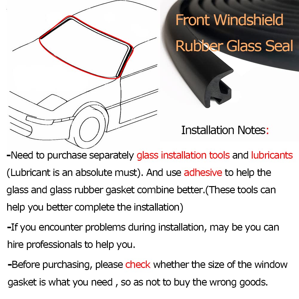 Tintvent Windshield Gasket - 13Ft Black Rubber Seal for Car, Truck & Van, Model YZ04