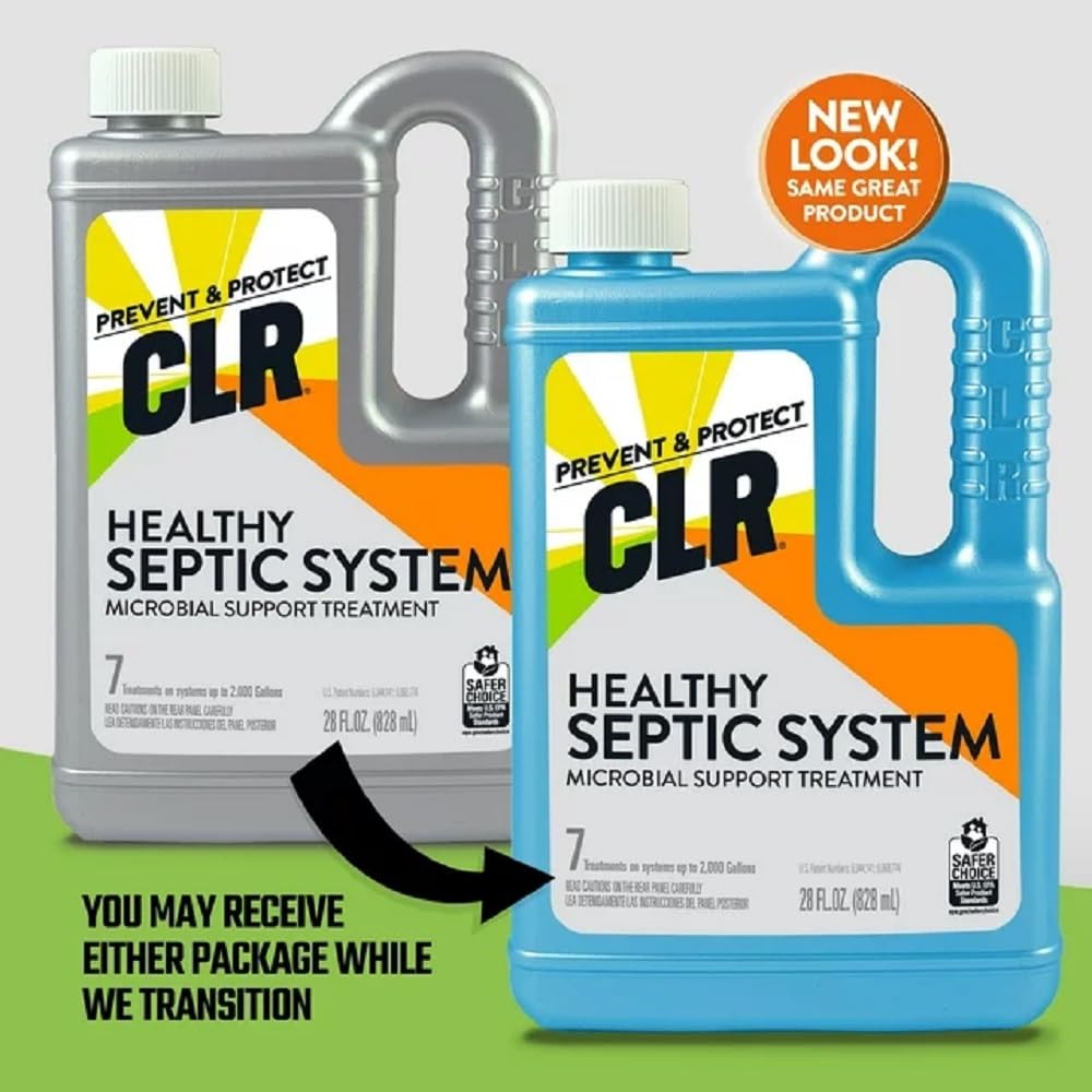 CLR Healthy Septic System, Microbial Support Treatment, 28 Ounce Bottle,Light Blue