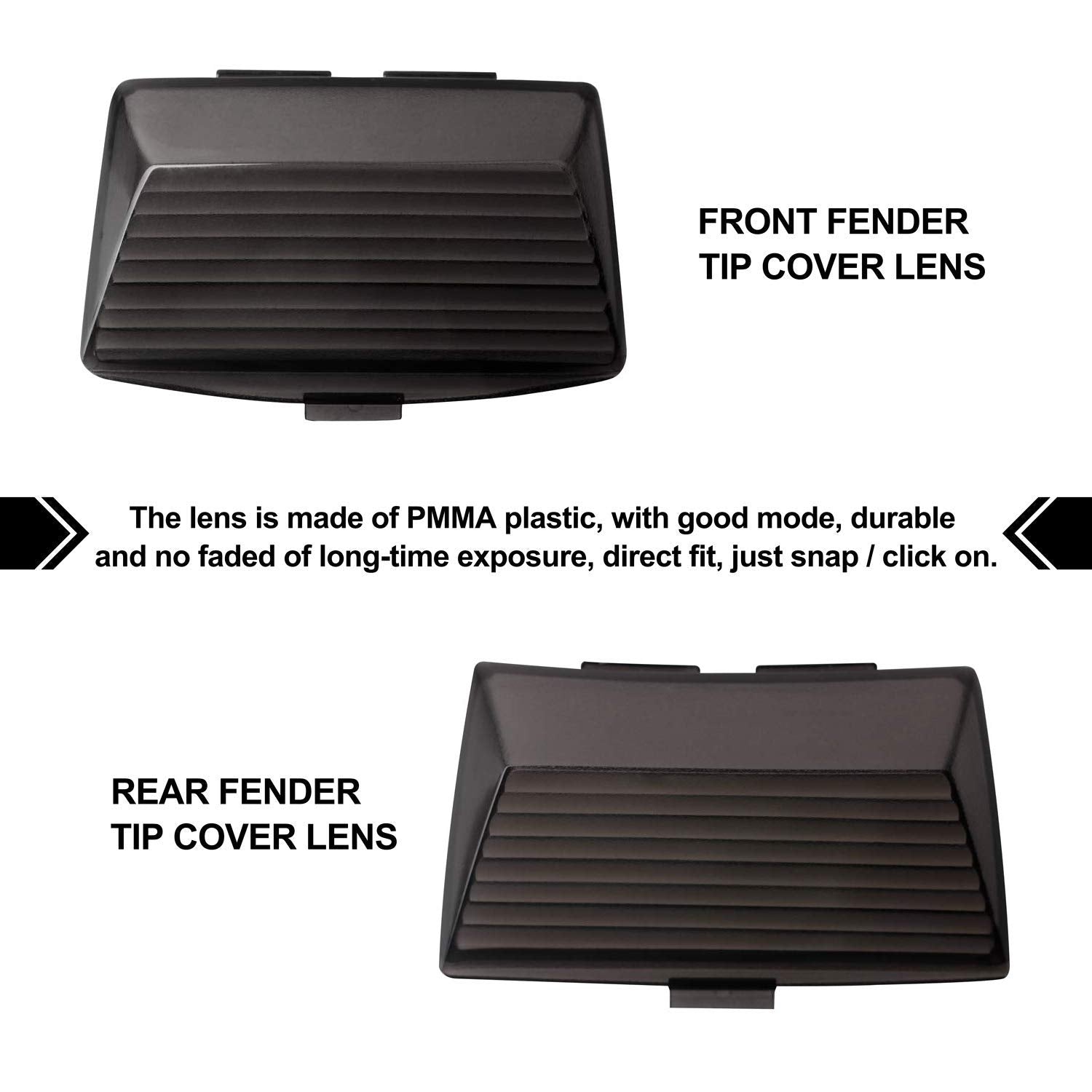 Nthreeauto Smoked Fender Tip Light Lenses Cover Mud Guards Lights Compatible With Harley Flhr Flht Flstc(Front & Rear)