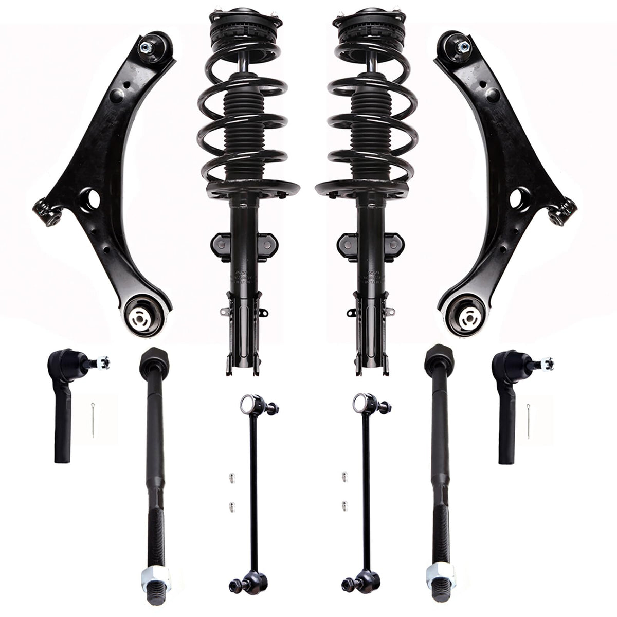 Ocpty Suspension Kits Front Complete Struts Assembly Control Arm And Ball Joint Assembly Stabilizer Bar Link Tie Rod End Fits For Chrysler Town & Country 2008-2016 -10Pcs