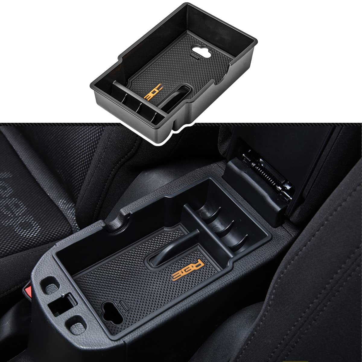 Edbetos Center Console Organizer Tray Compatible With Jeep Renegade Accessories 2015-2019 2020 2021 2022 Armrest Glove Box Secondary Storage (Orange Trim)
