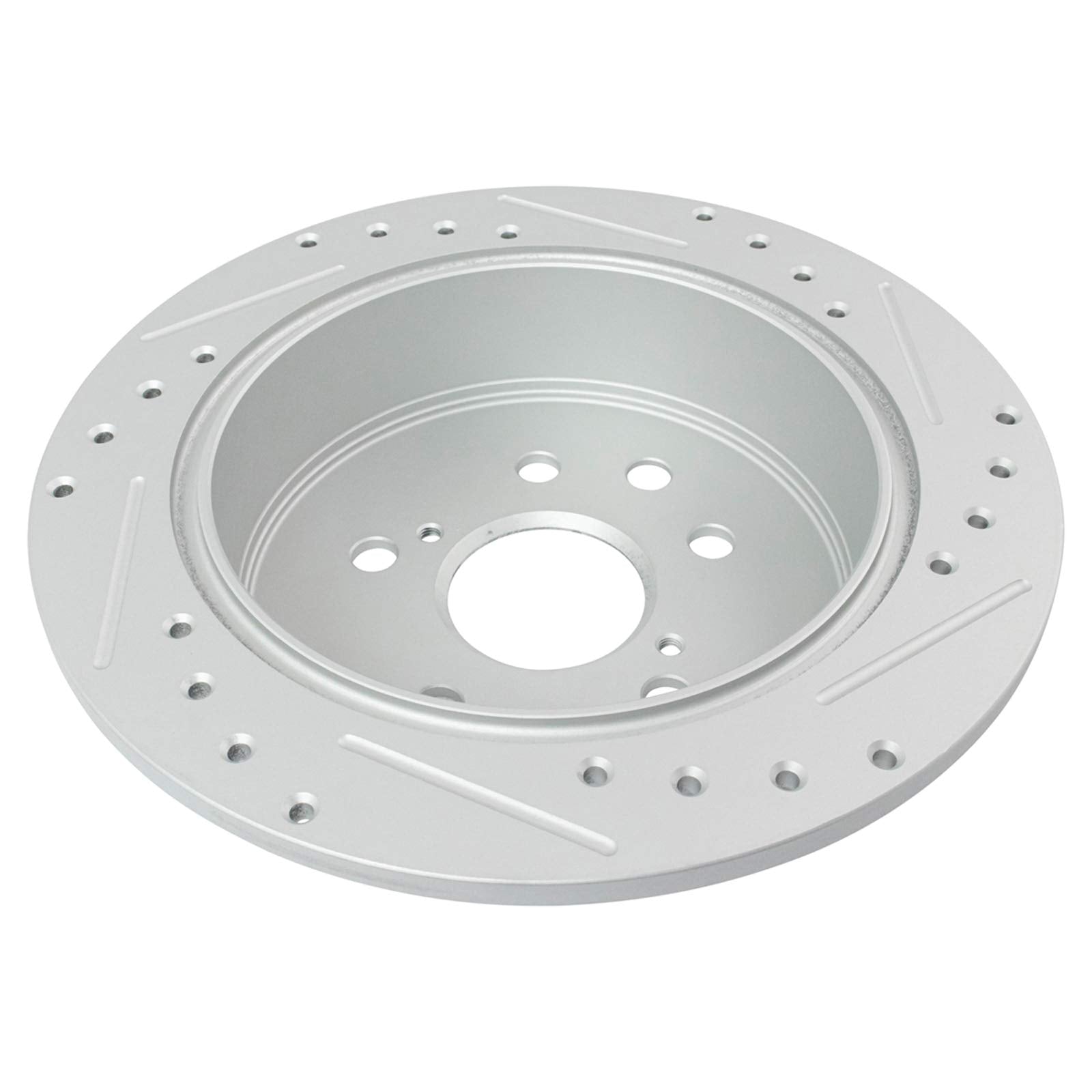 Trq Rear Performance Brake Rotors Set Solid Premium G-Coated Cross Drilled & Slotted Compatible With 2006-2015 Lexus Is250