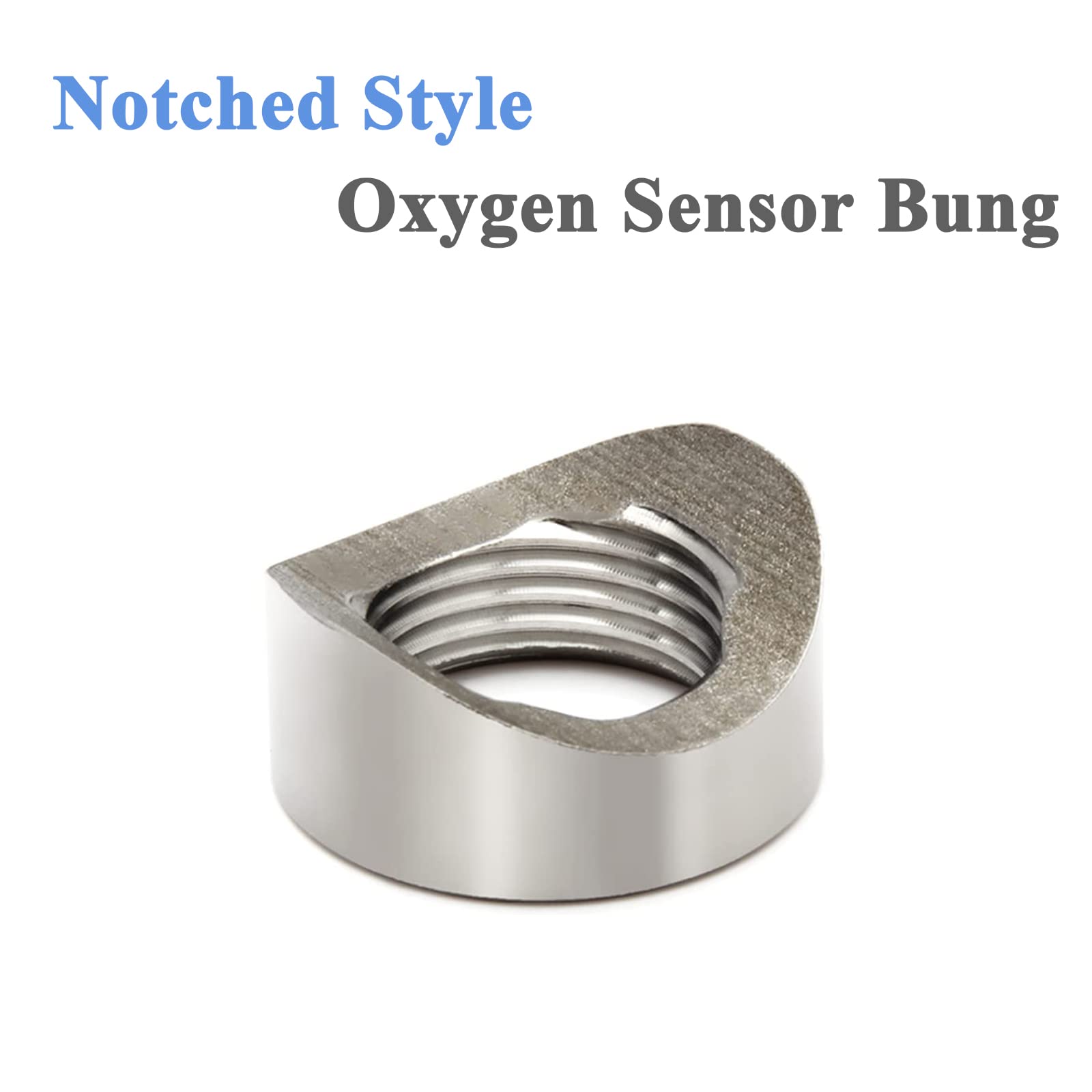 Little Bamboo Stainless Steel Oxygen Sensor Mounts and Plugs - M18 X 1.5 Thread Notched Style Fitting Bungs for 3 inch Pipe - 6